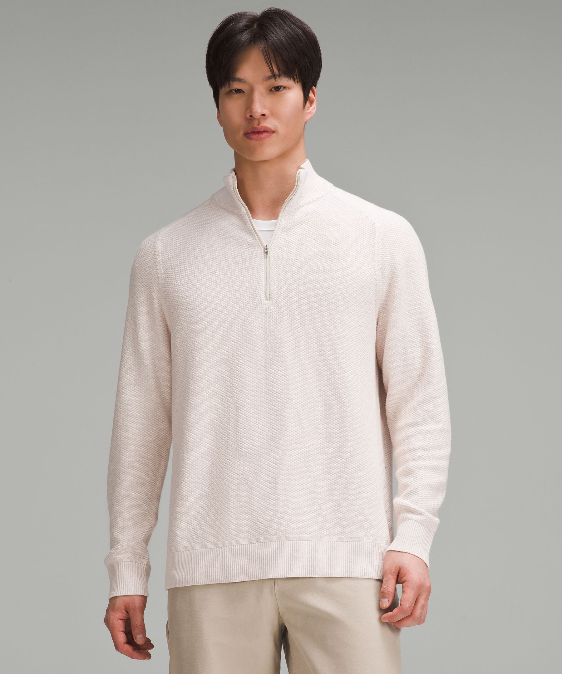 Textured Knit Half-Zip Sweater  Men's Hoodies & Sweatshirts