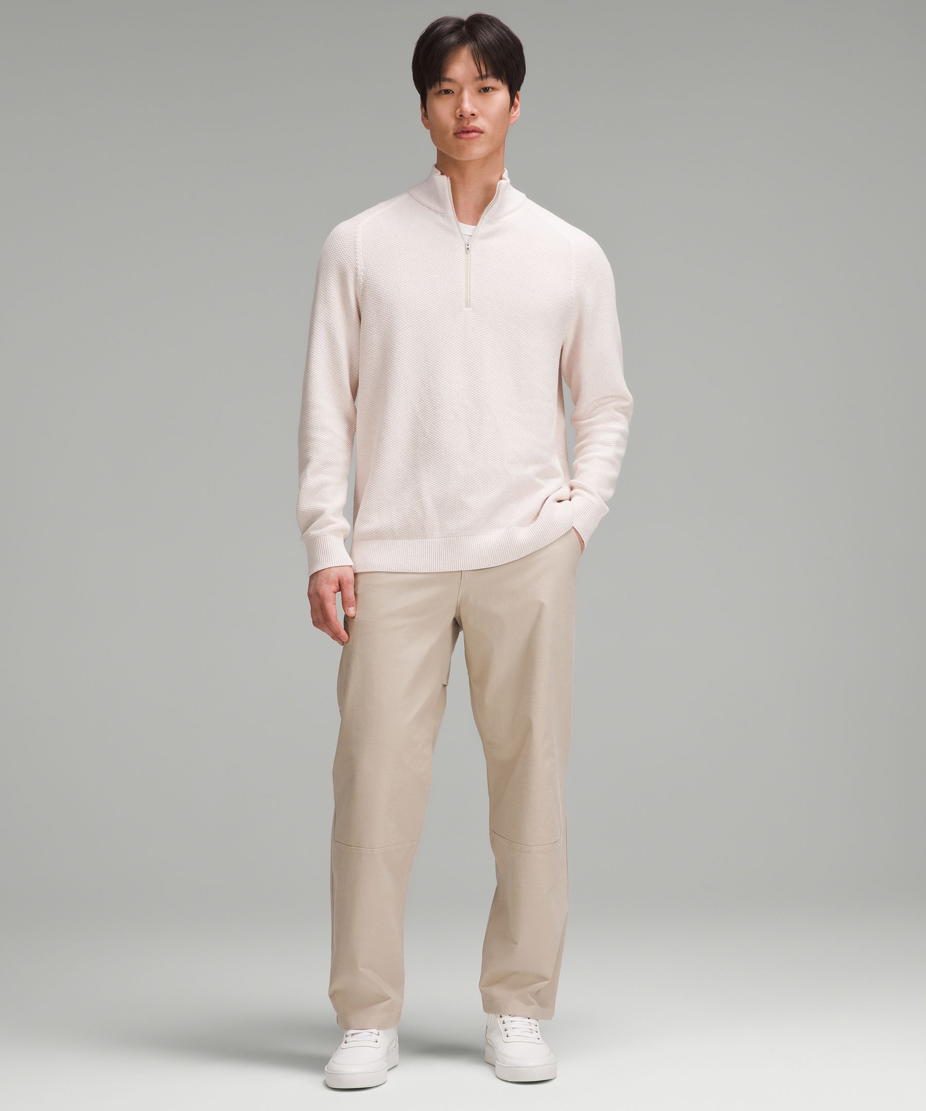 LULULEMON Textured Cotton-Blend Jersey Half-Zip Sweater for Men