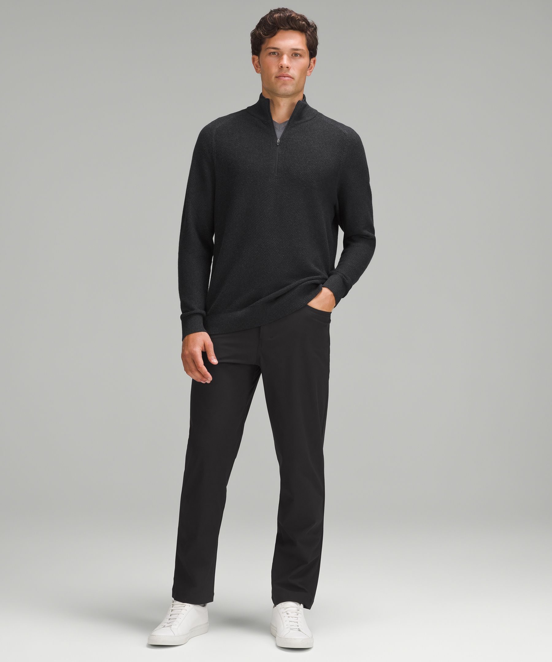 Textured Cotton-Blend Jersey Half-Zip Sweater