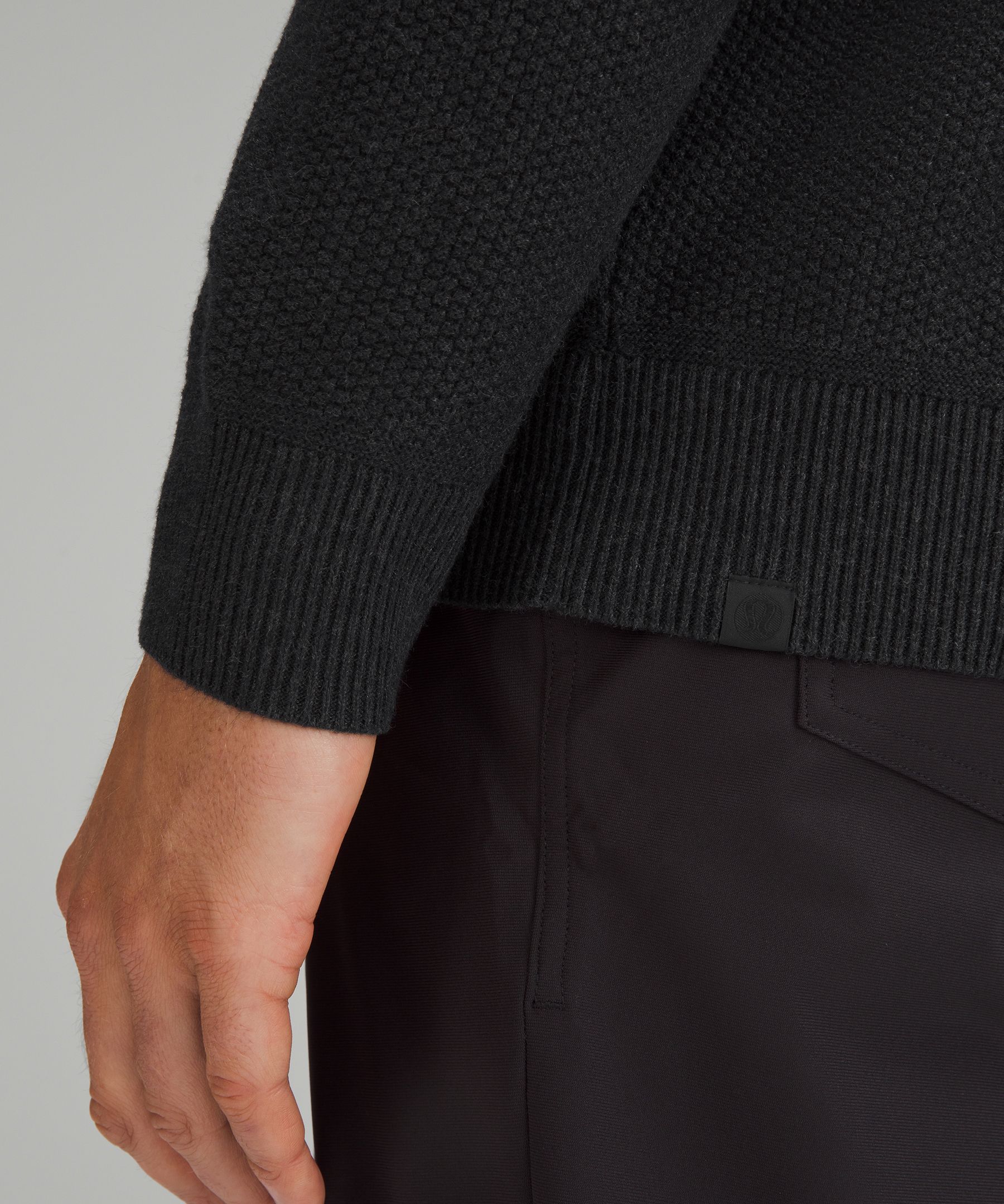 Lululemon Textured Knit Half-Zip Sweater Heathered Black HBLK Men's Size  M-XL