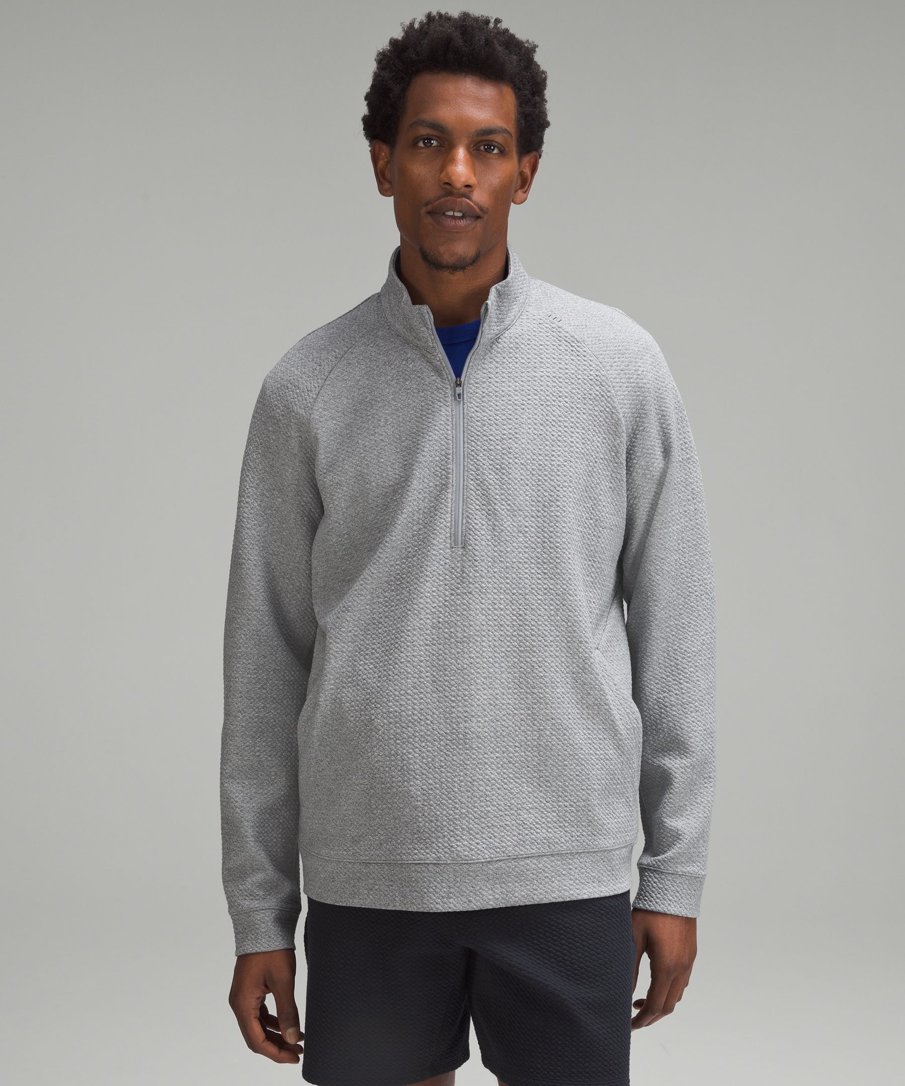 Textured Double-Knit Cotton Half Zip | Men's Hoodies & Sweatshirts