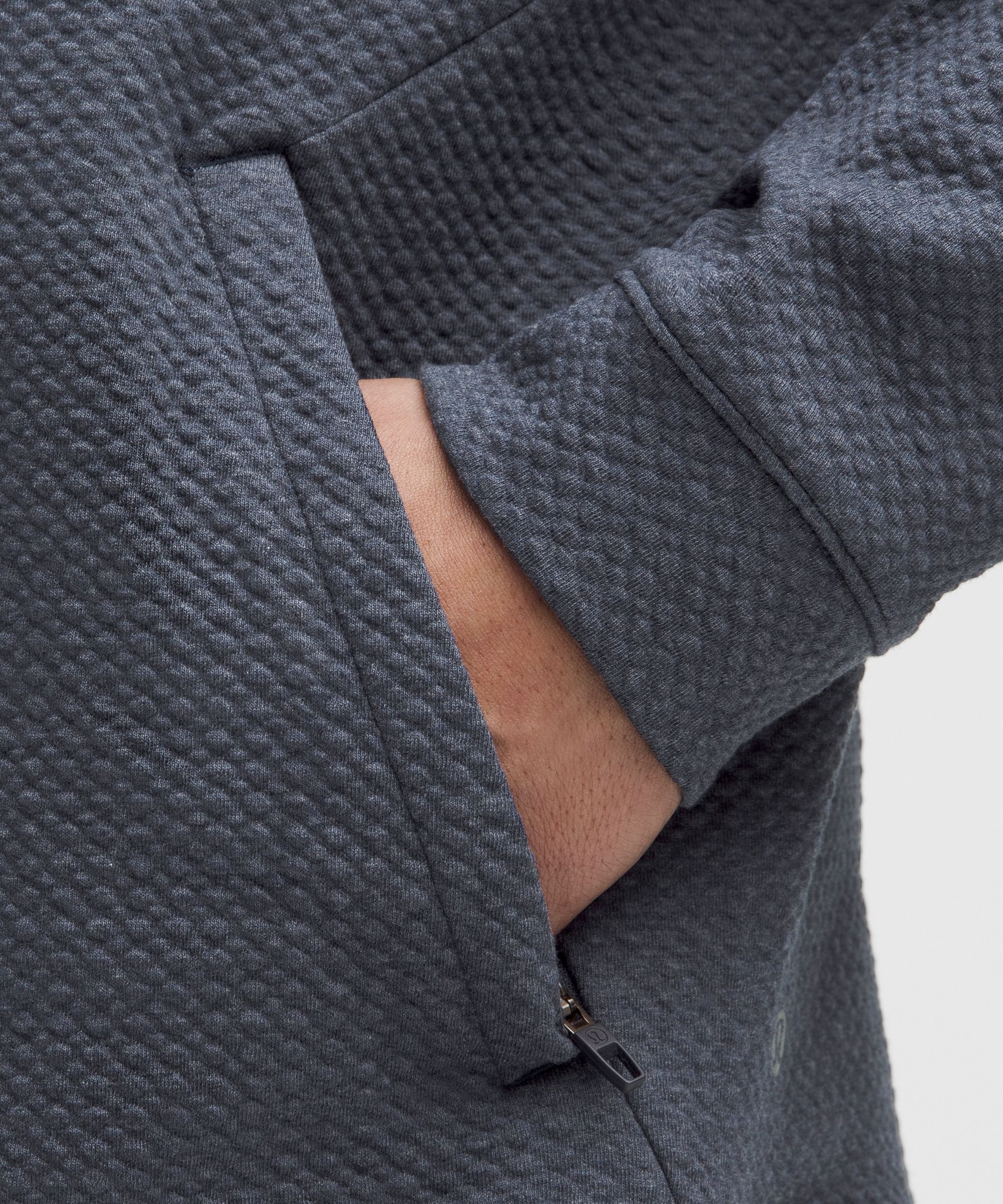 Textured Double-Knit Cotton Half Zip