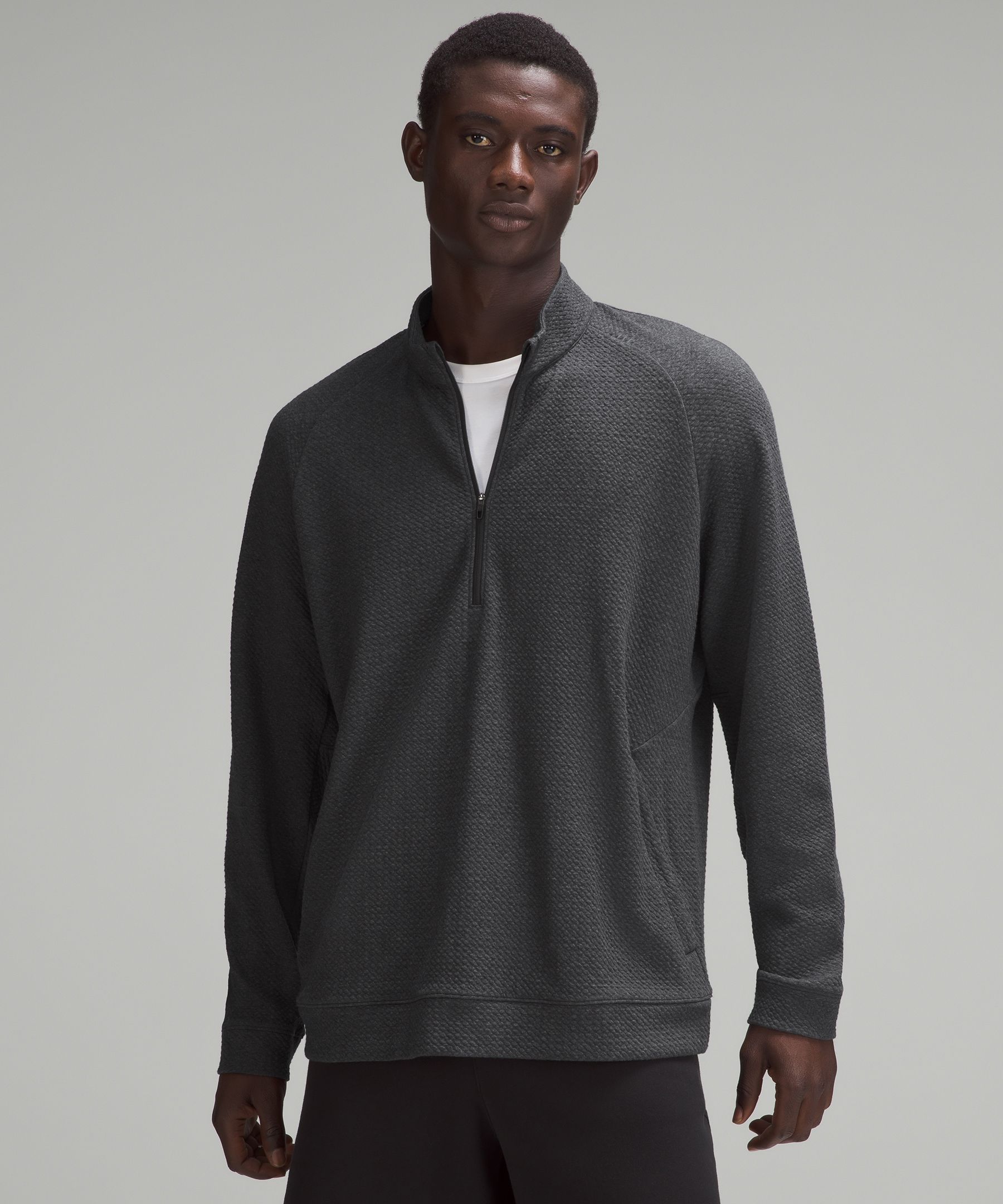 Textured Double-Knit Cotton Half Zip | Men's Hoodies & Sweatshirts