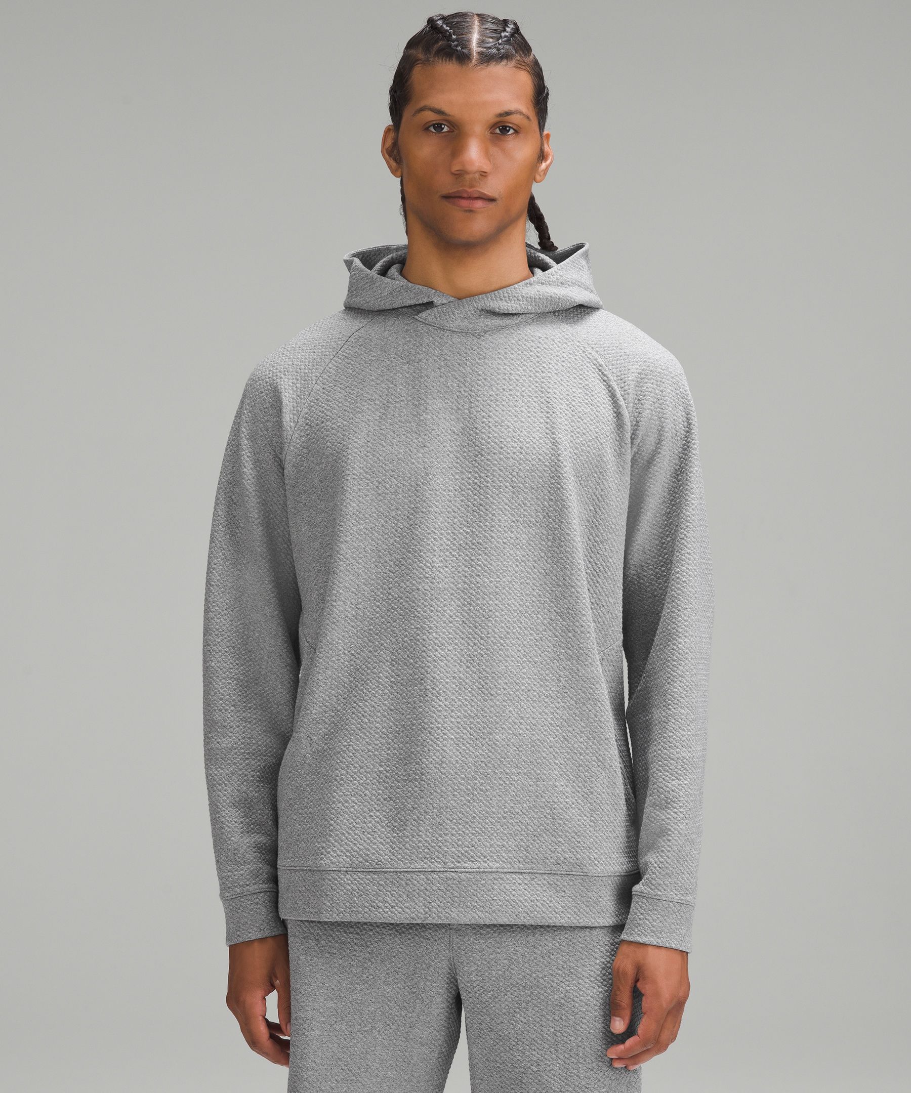 Shop Lululemon Textured Double-knit Cotton Hoodie