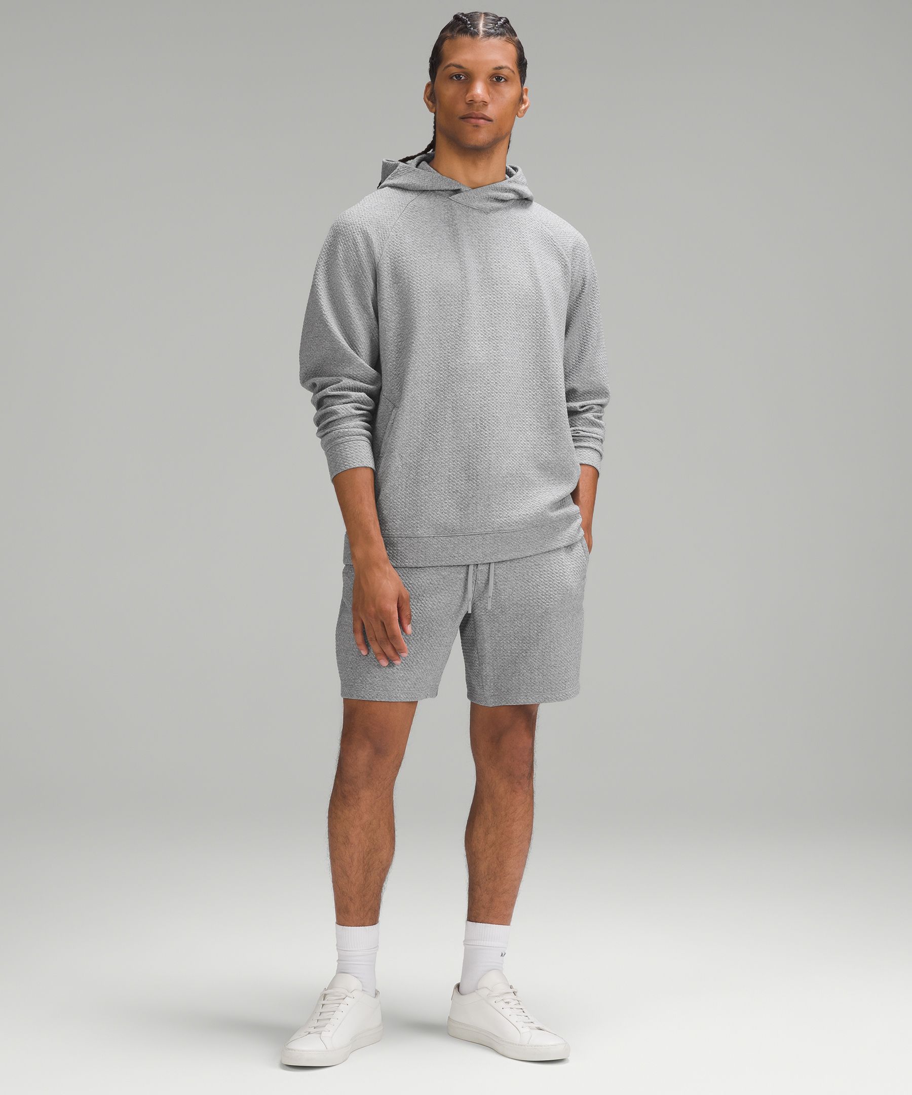 Shop Lululemon Textured Double-knit Cotton Hoodie