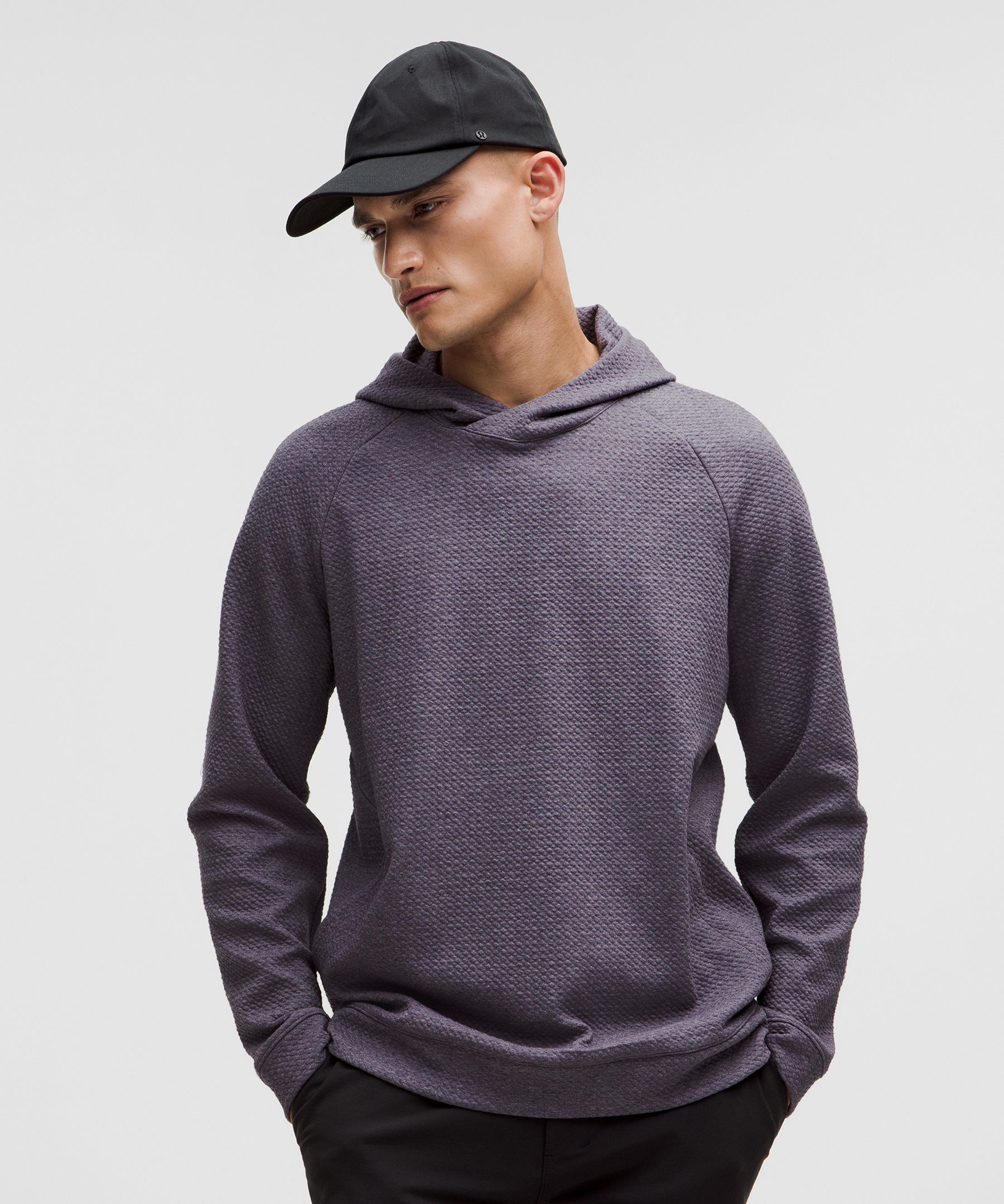 Textured Double-Knit Cotton Hoodie - Purple