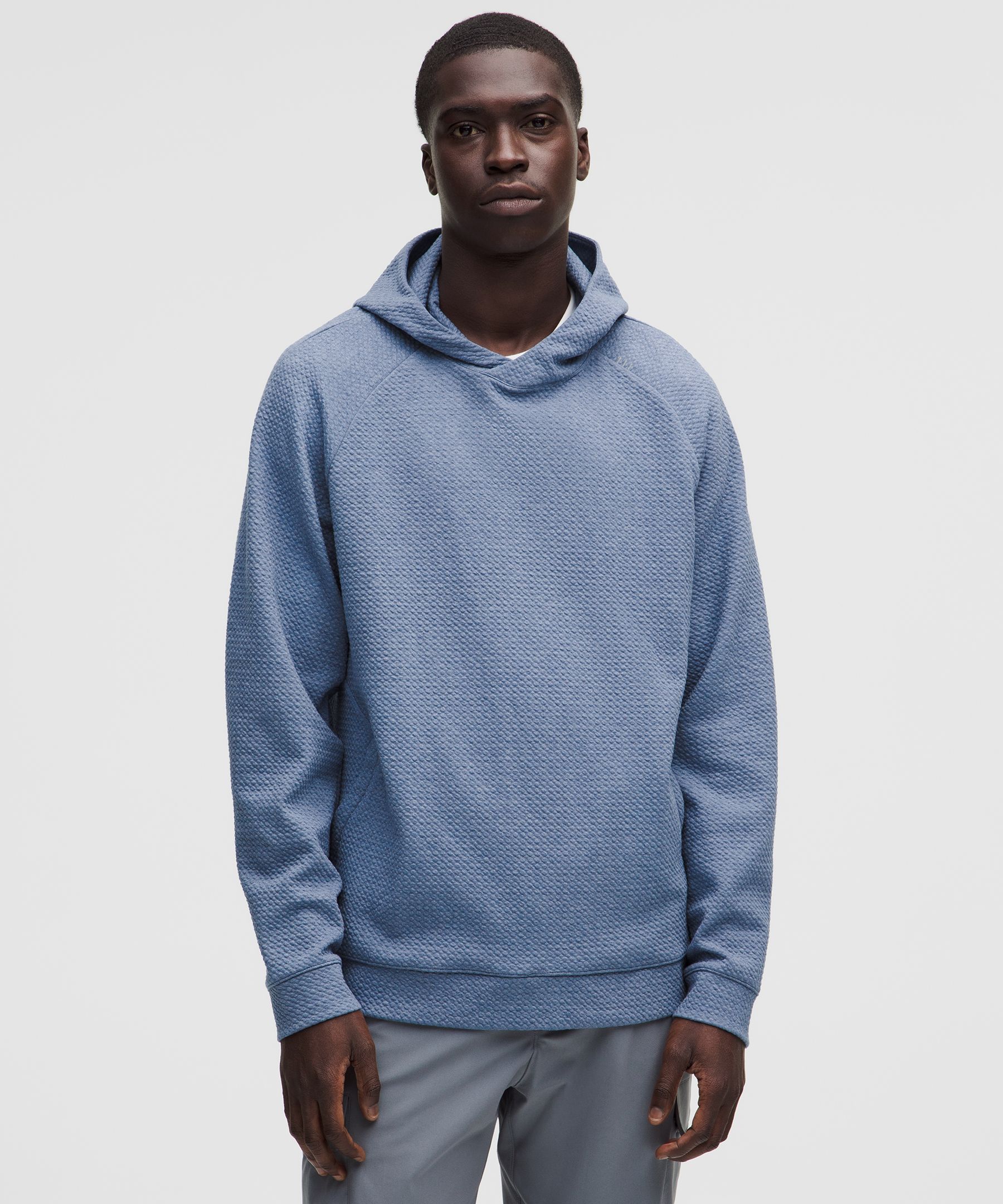 Textured Double-Knit Cotton Hoodie - Blue