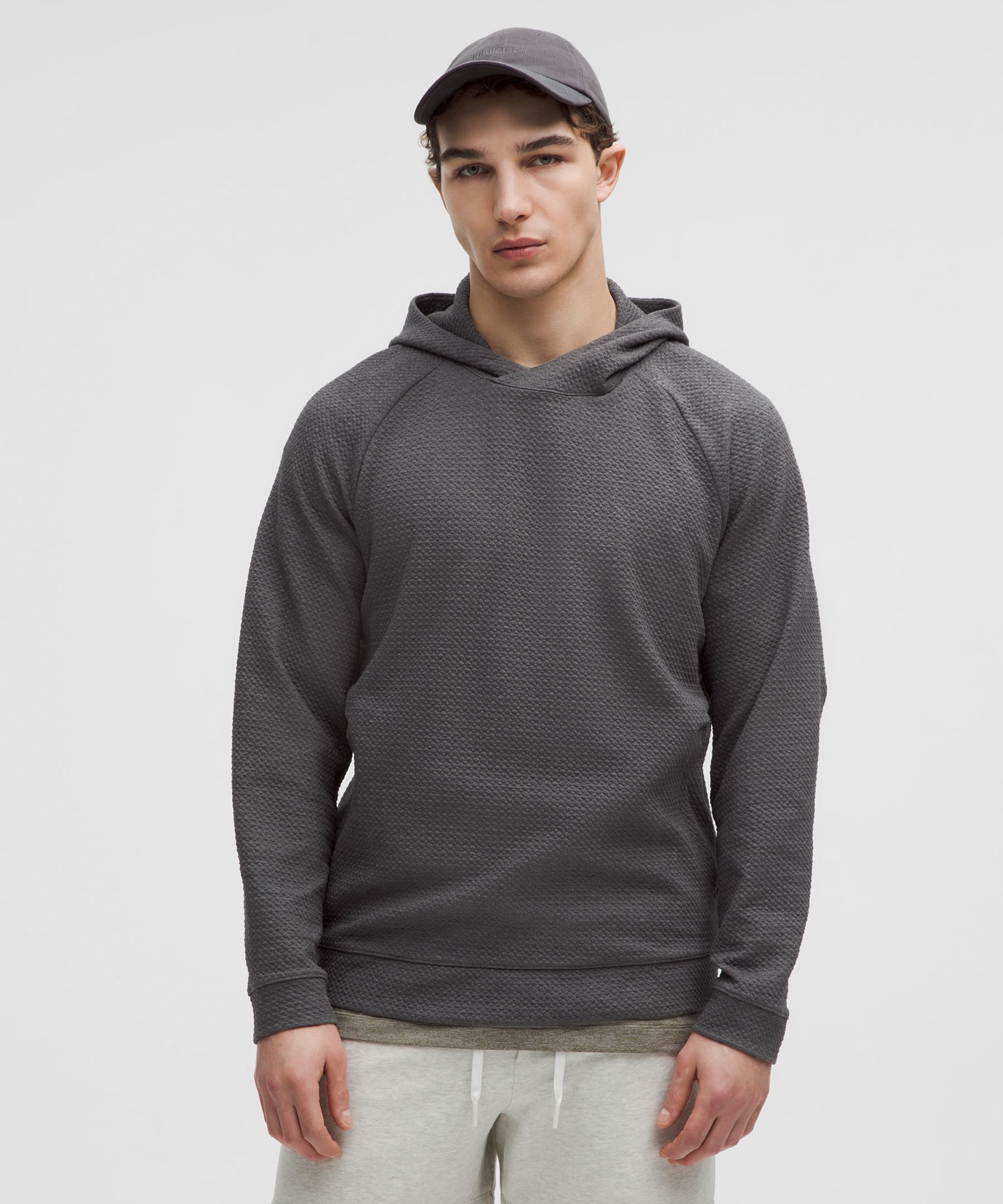 Textured Double-Knit Cotton Hoodie - Grey