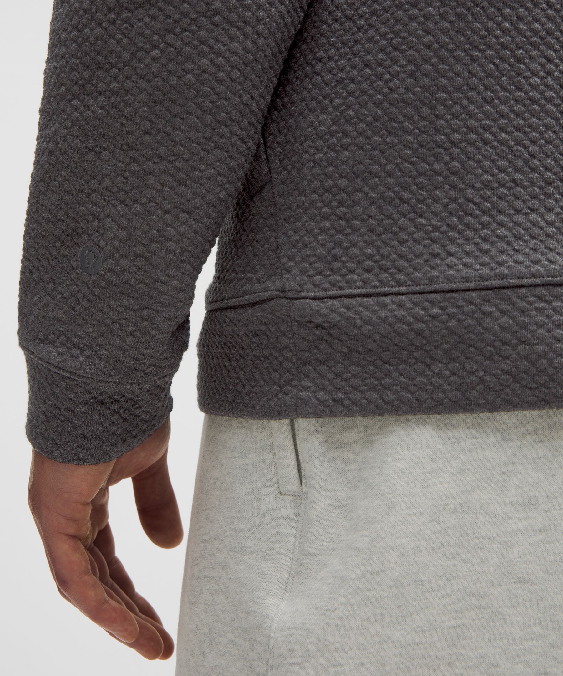 Shop Lululemon Textured Double-knit Cotton Hoodie