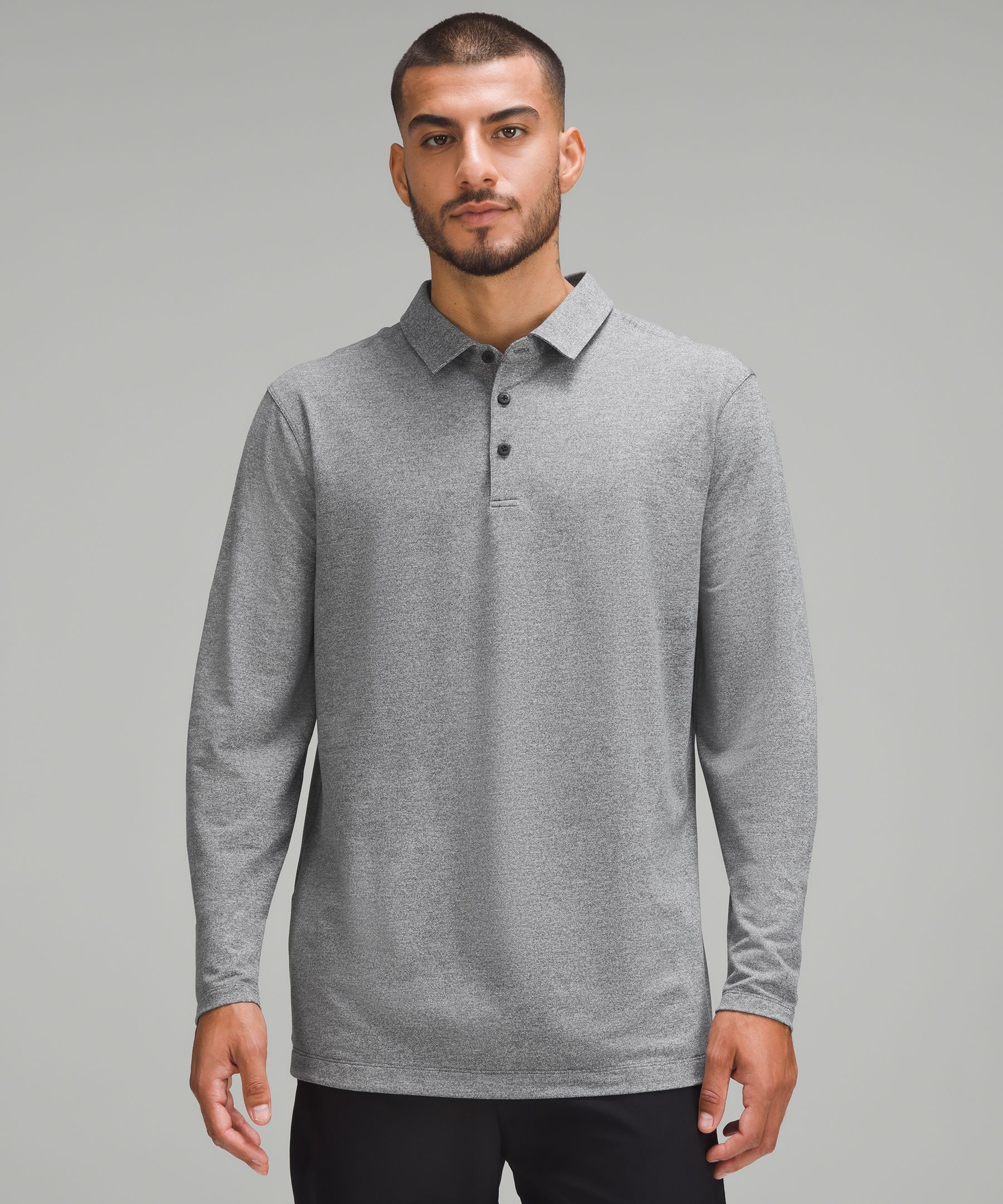 Lululemon Evolution Long Sleeve Polo - Heathered Vapor - lulu fanatics