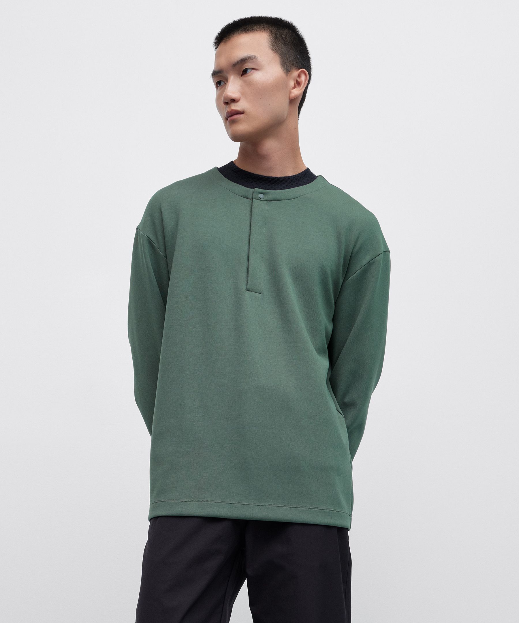 Softstreme Oversized-Fit Long-Sleeve Henley, Men's Hoodies & Sweatshirts