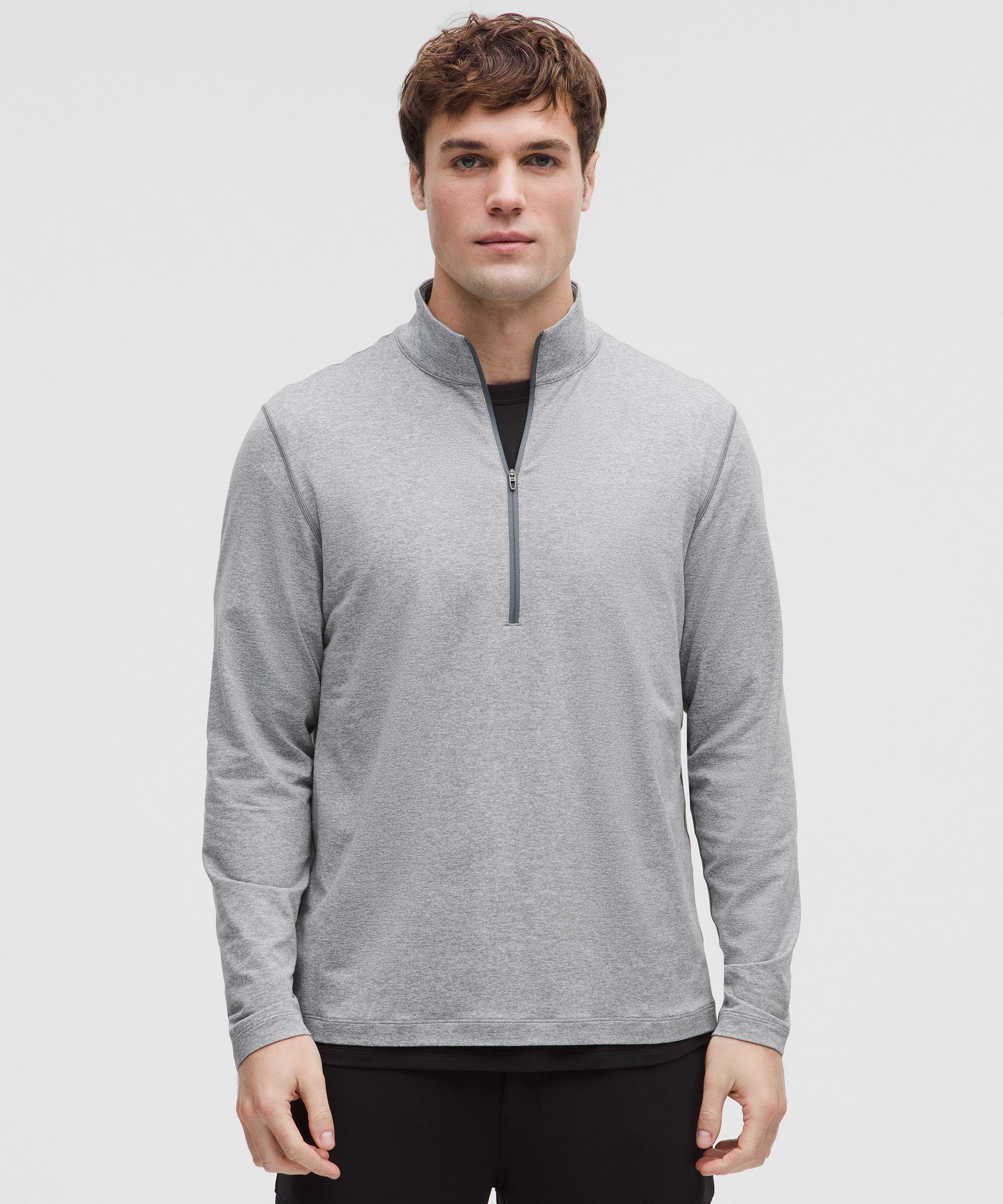 Soft Jersey Half Zip - Heathered Grey Oasis/Heathered Nova White