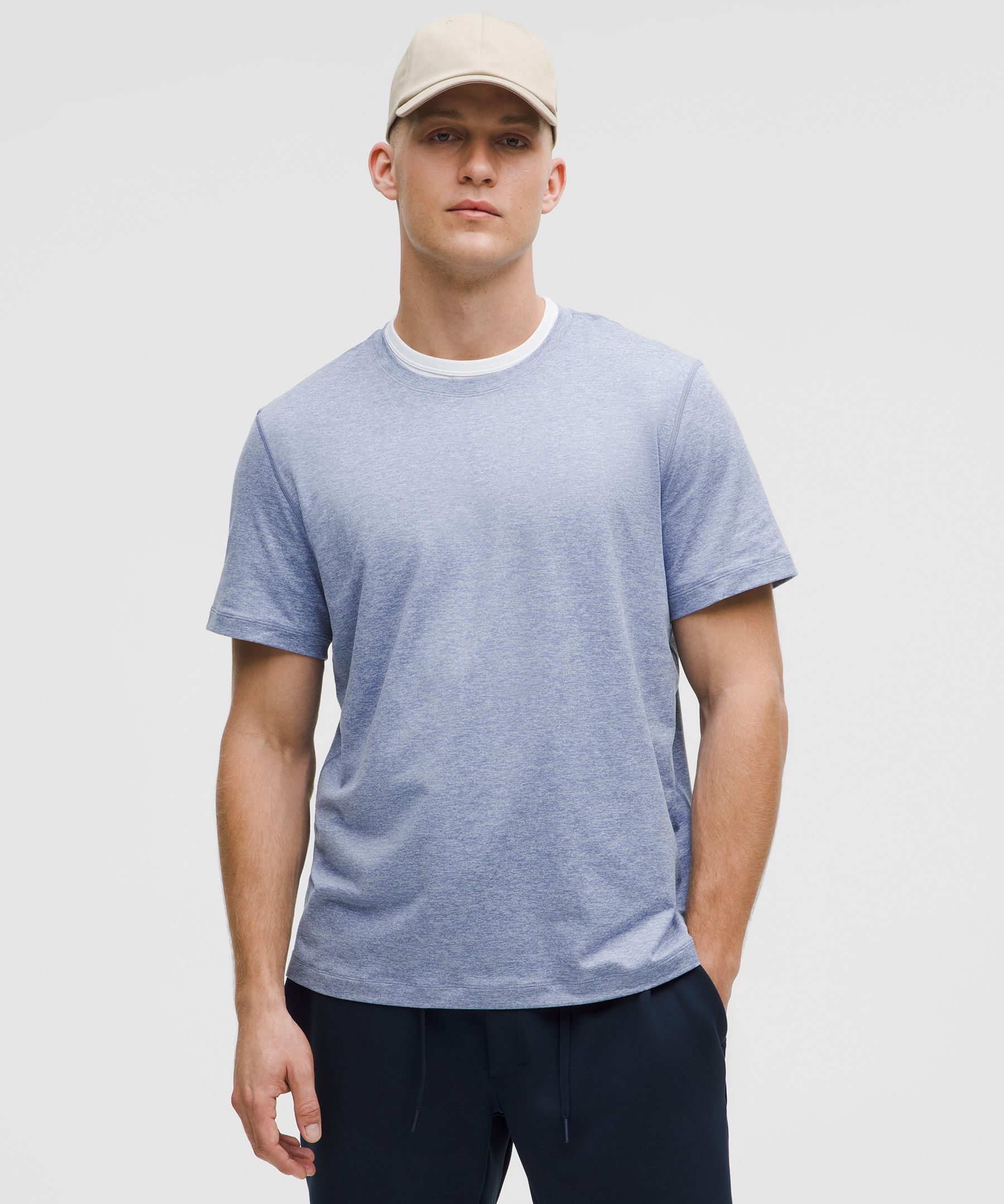 Soft Jersey Short-Sleeve Shirt - Heathered Washed Denim/Heathered Starch Blue