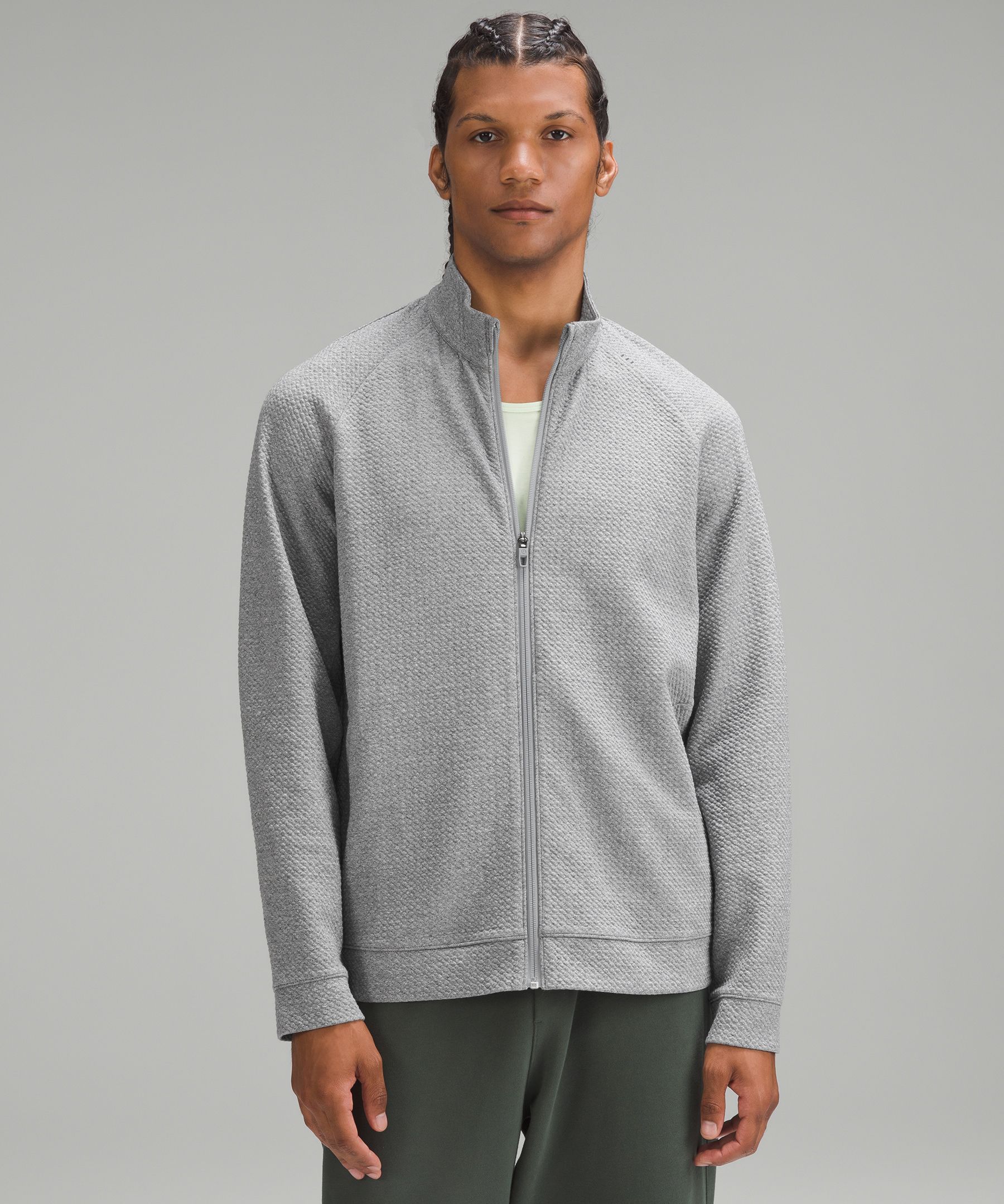 Textured Double-Knit Cotton Zip Up