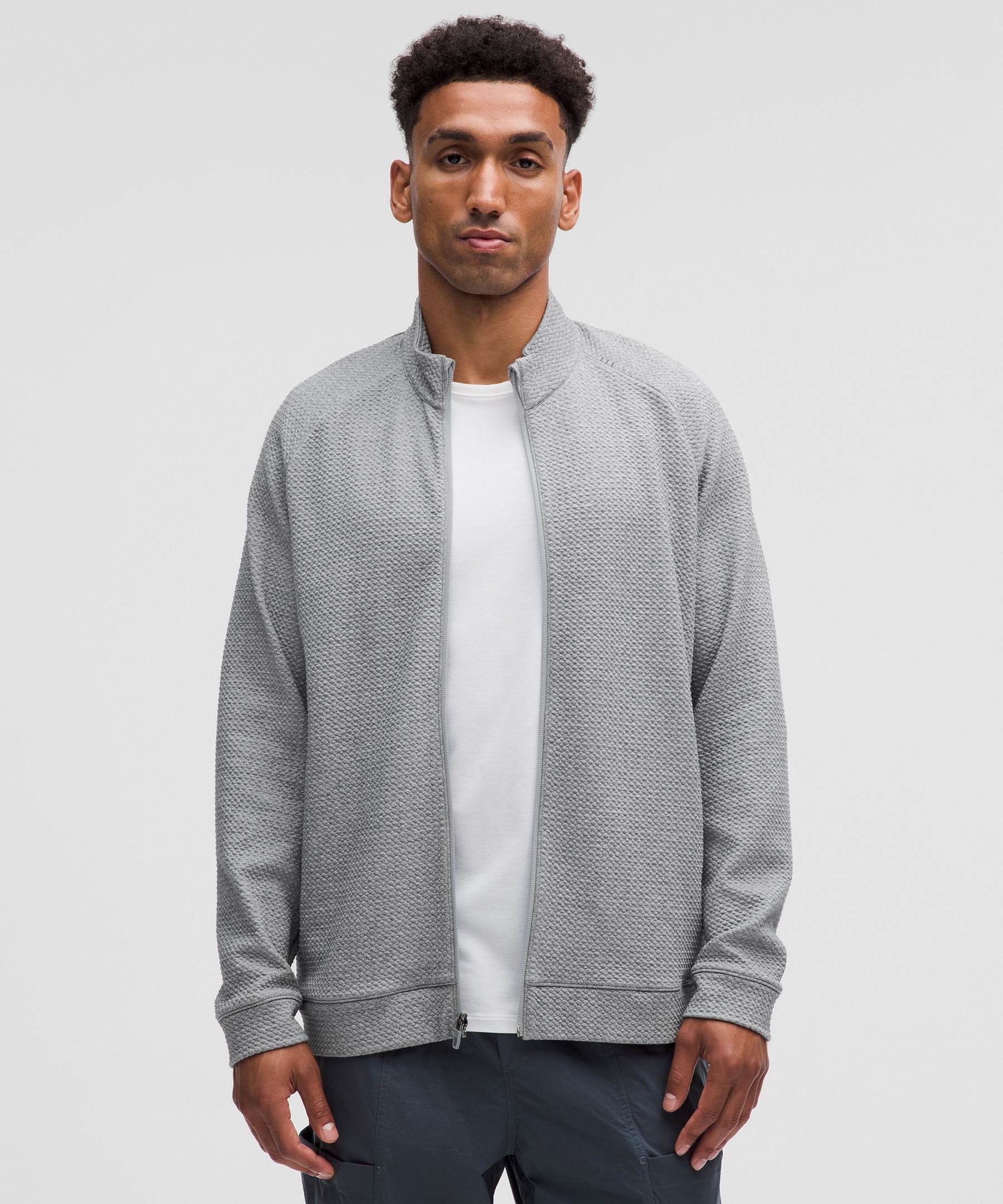 Textured Double-Knit Cotton Zip Up