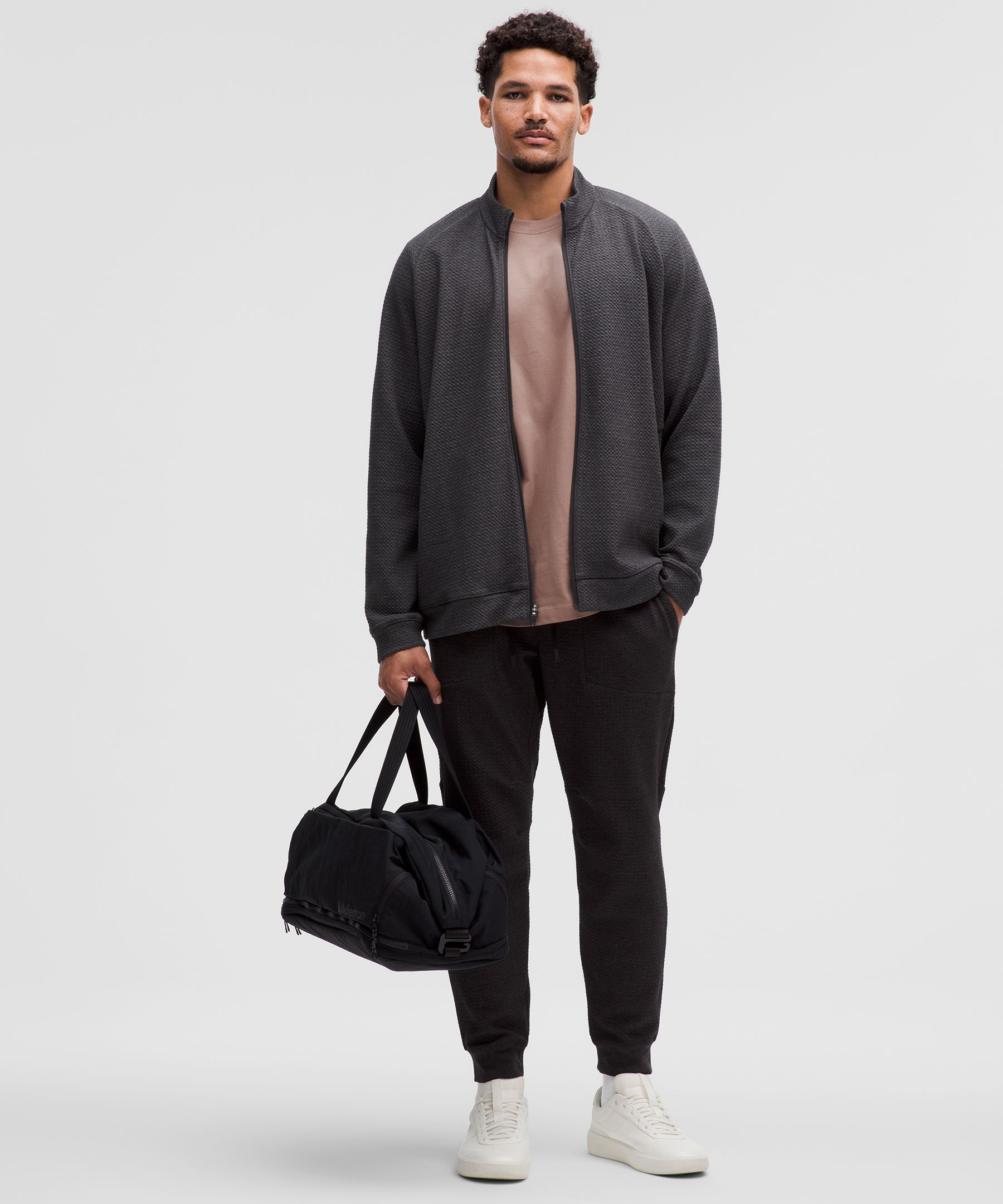 Textured Double-Knit Cotton Zip Up