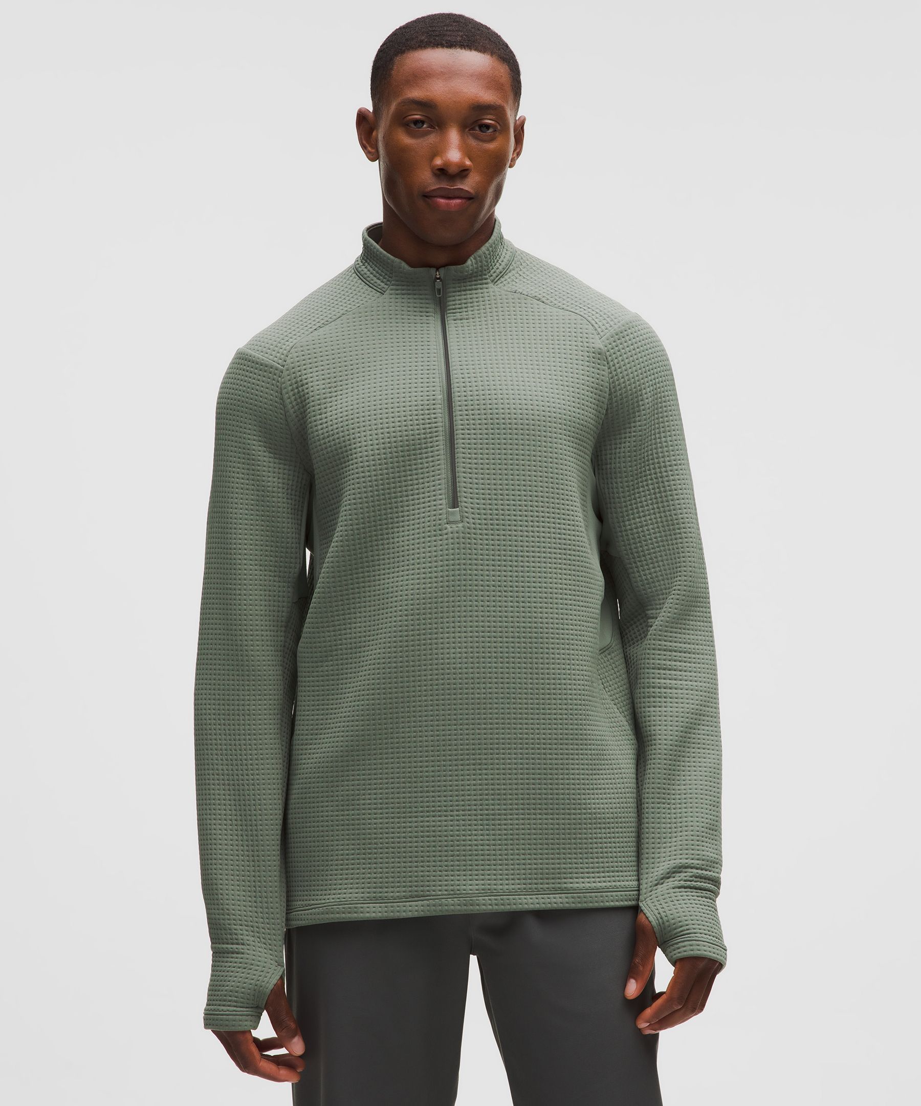 Waffle-Knit Half Zip