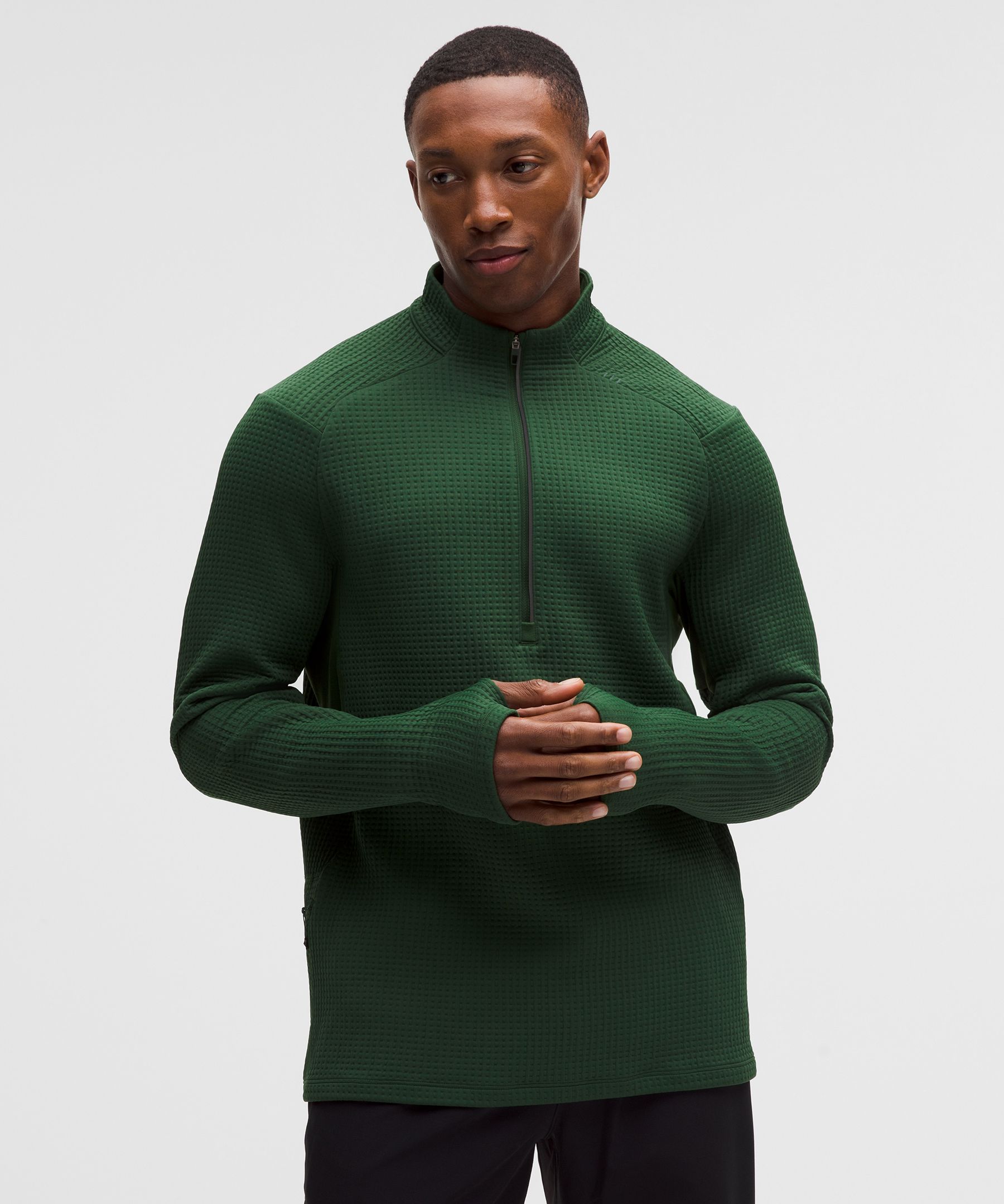 Waffle-Knit Half Zip