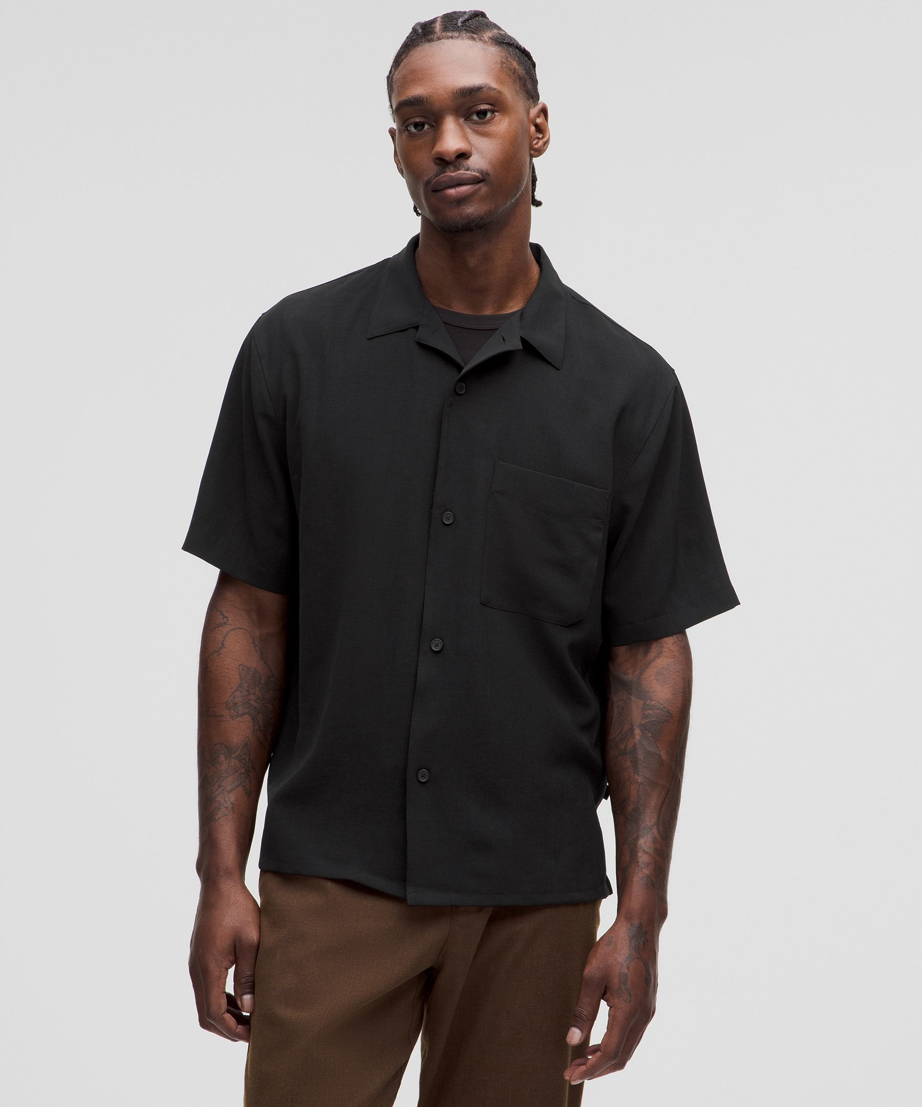 Lightweight Camp Collar Button-Up Shirt