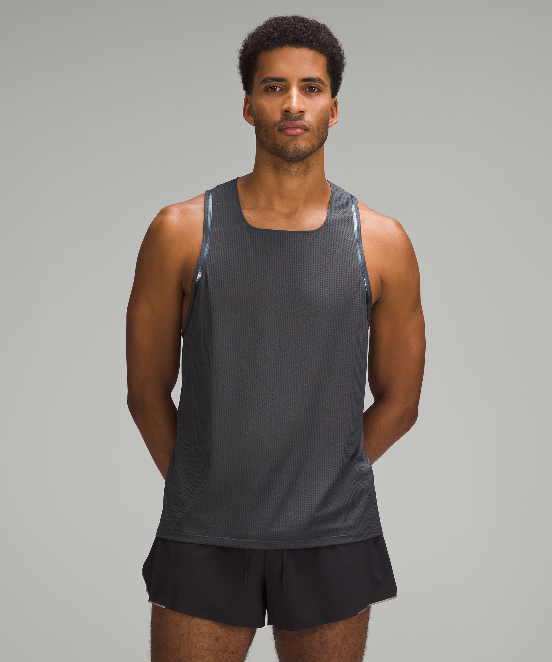 Lululemon Fast And Free Race Length Tank Top In Gray