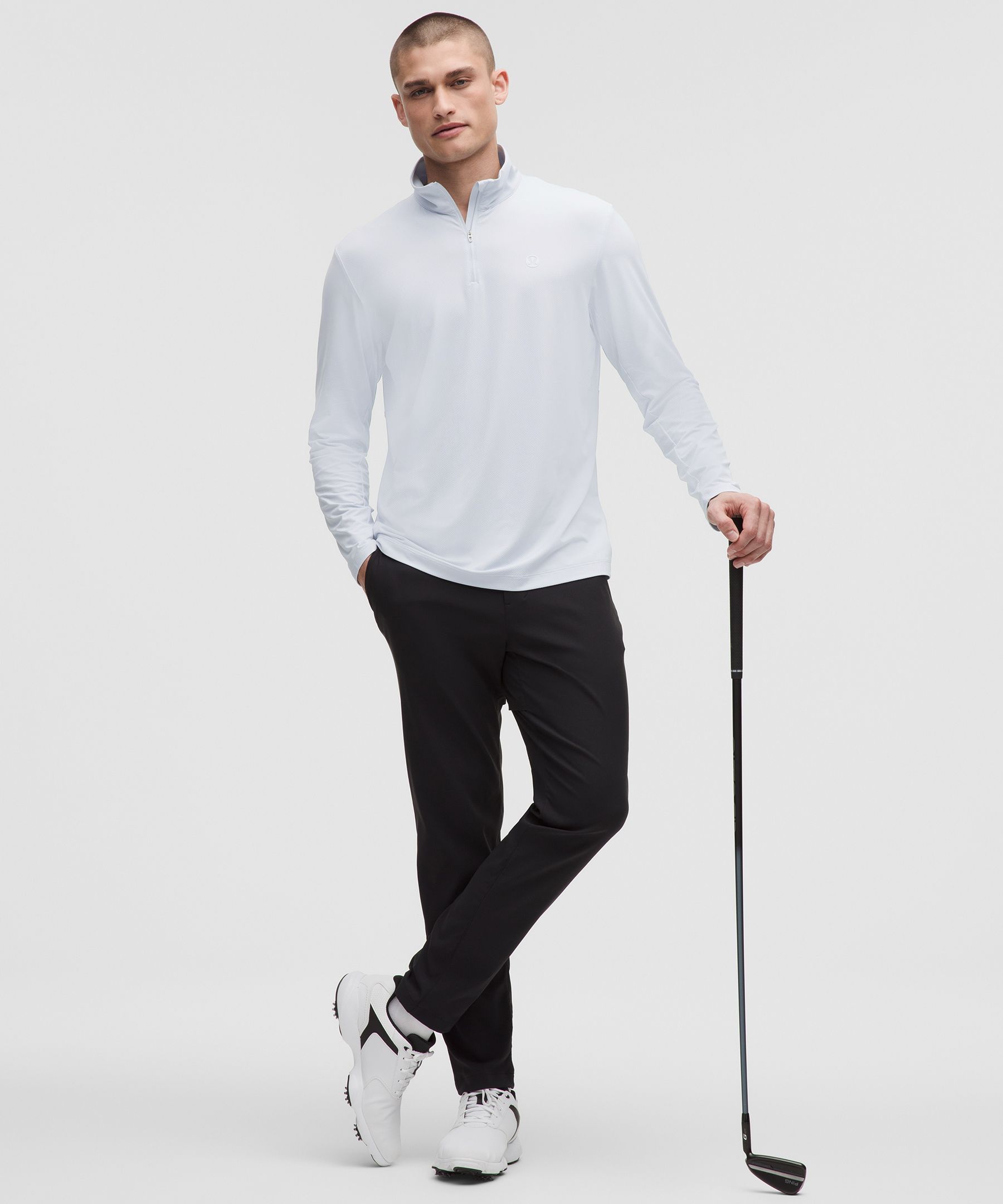 Shop Lululemon Logo Sport Long-sleeve Half Zip
