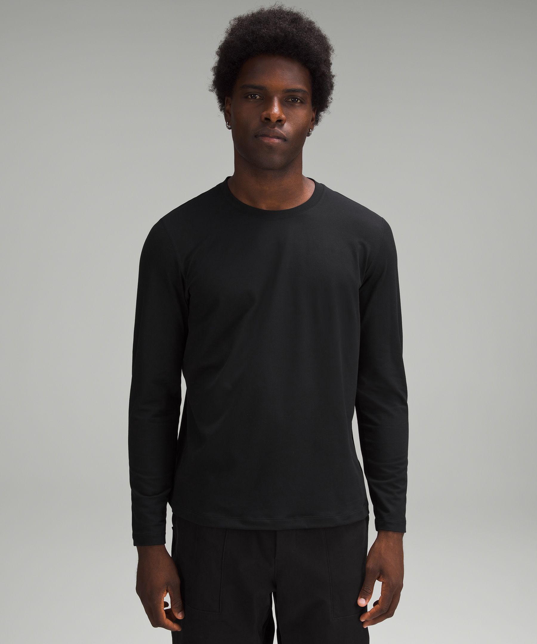 Lululemon Mens Long Sleeve Tops Outlet Shop - Black / Rhino Grey