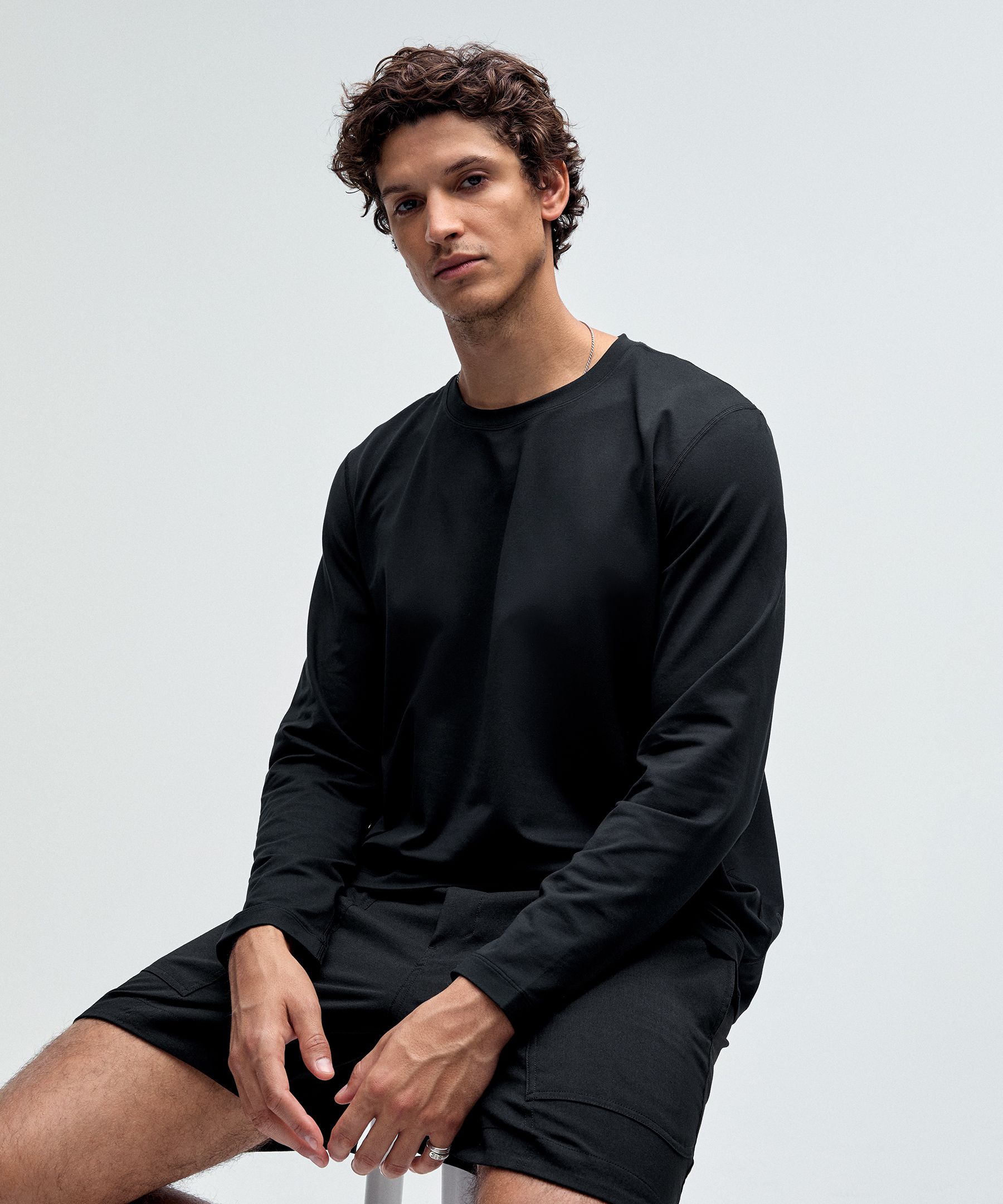 Soft Jersey Long-Sleeve Shirt - Black,Neutral