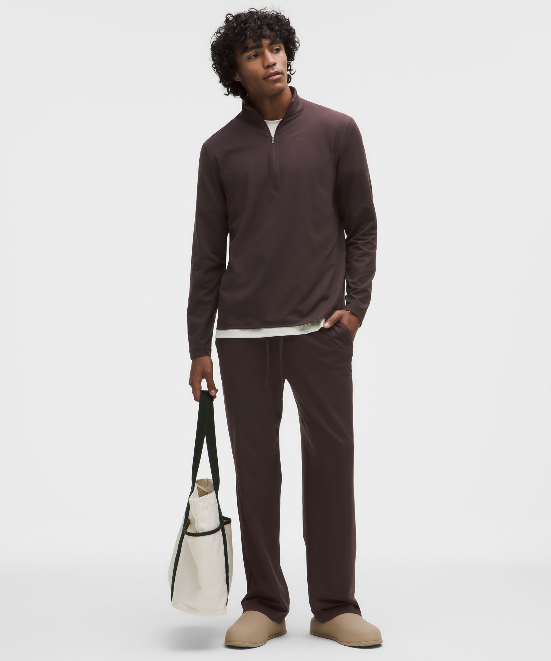 Lululemon Soft Jersey Half Zip In Brown