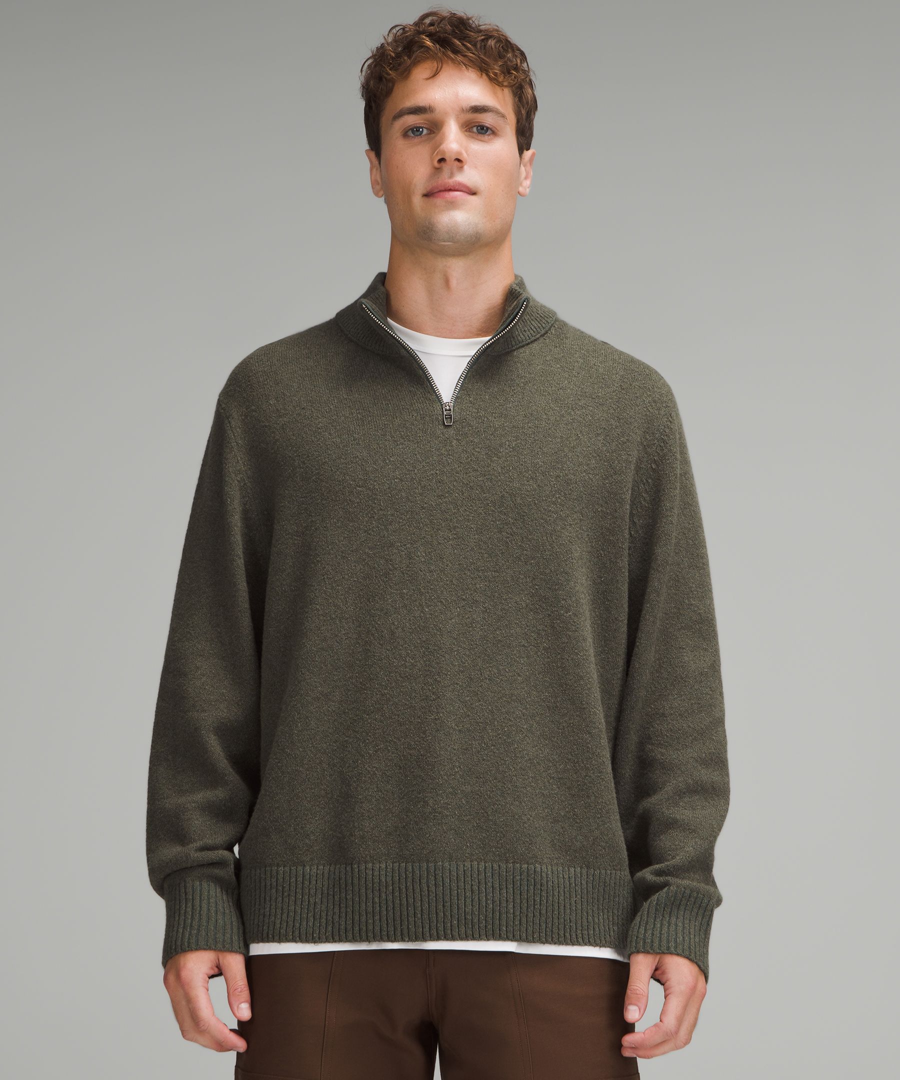 Relaxed-Fit Half-Zip Knit Sweater - Green