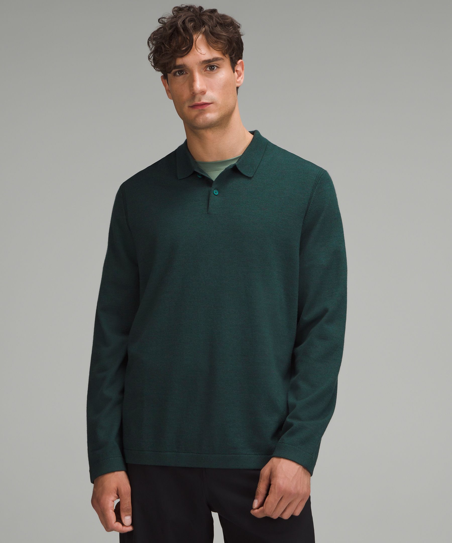 New Venture Long-Sleeve Knit Polo Shirt