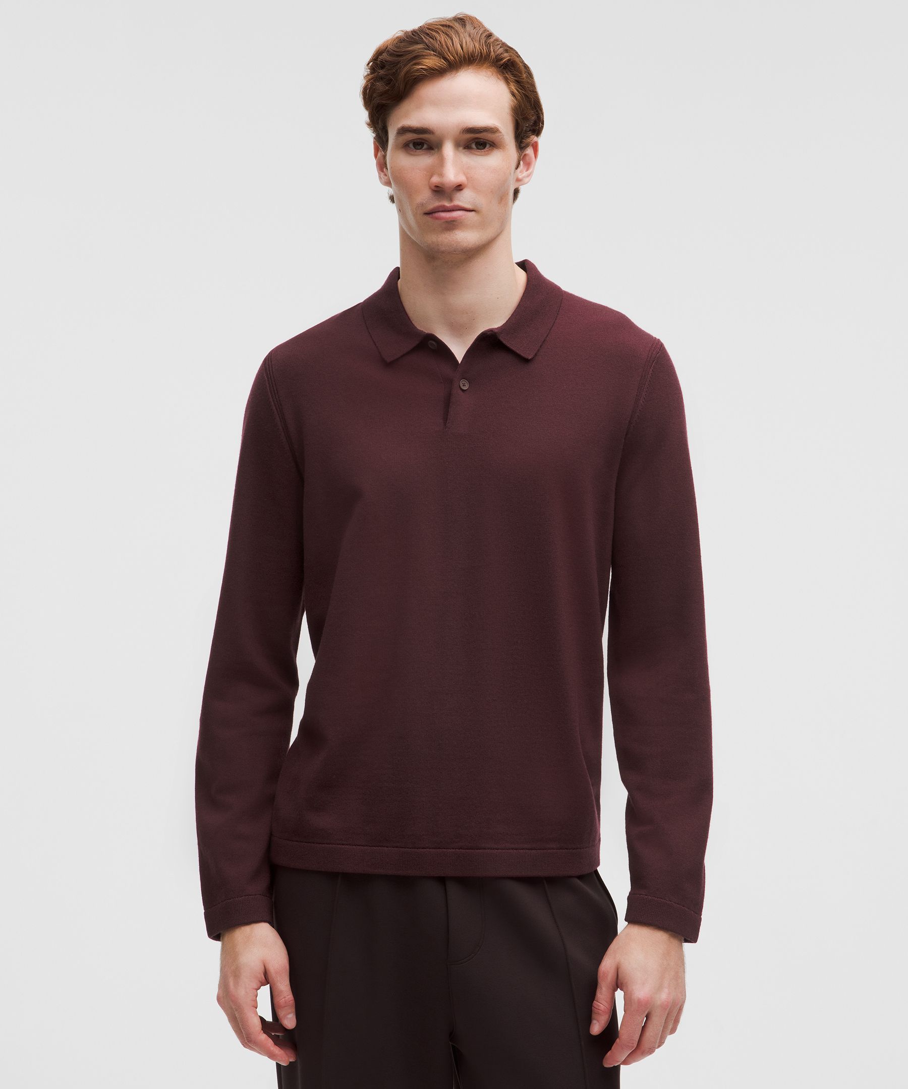 New Venture Long-Sleeve Knit Polo Shirt
