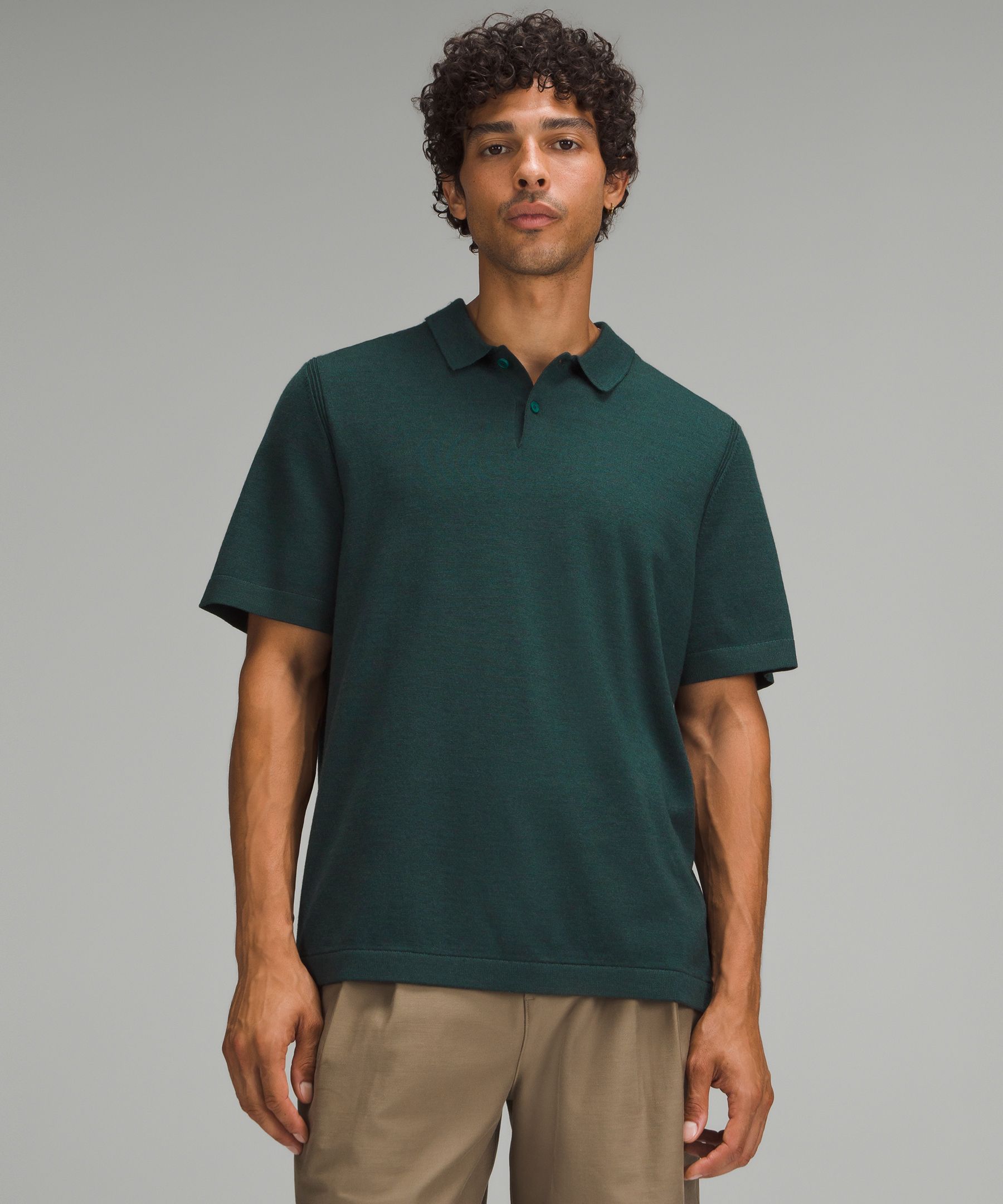 lululemon – Men's New Venture Short-Sleeve Knit Polo Shirt – Color Green – Size S