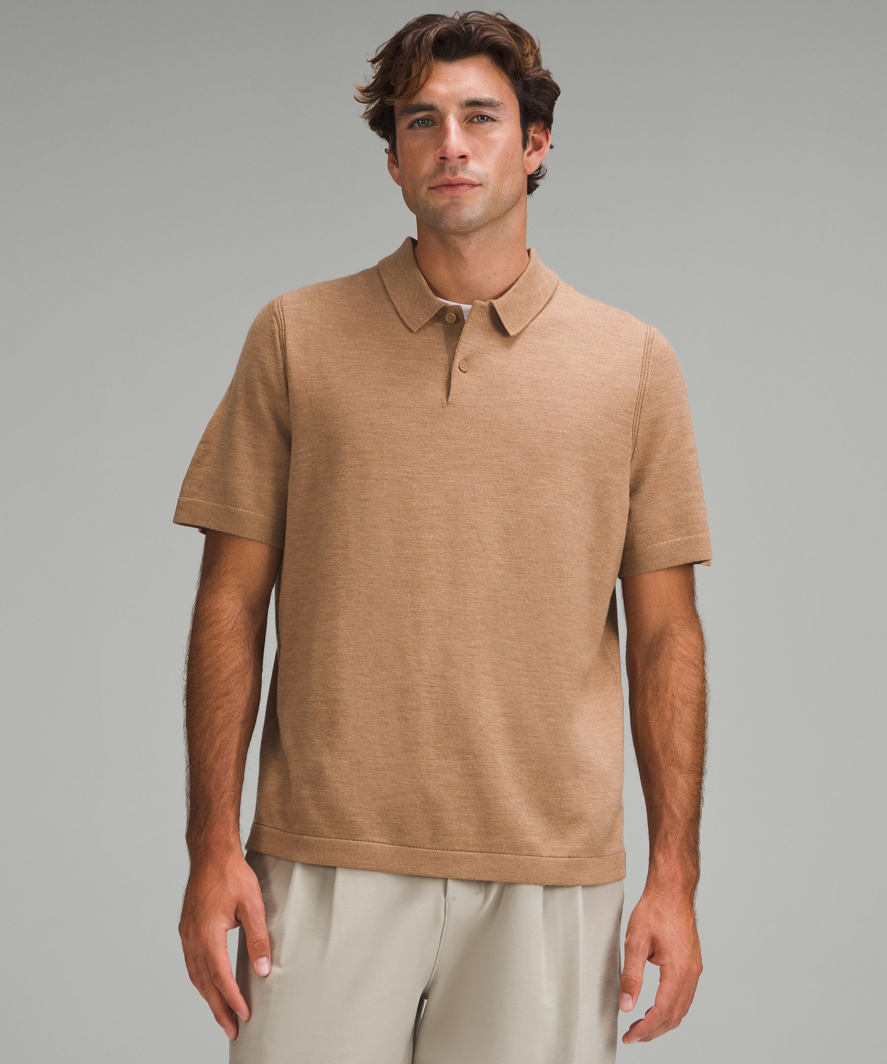 lululemon – Men's New Venture Short-Sleeve Knit Polo Shirt – Color Brown – Size 2XL