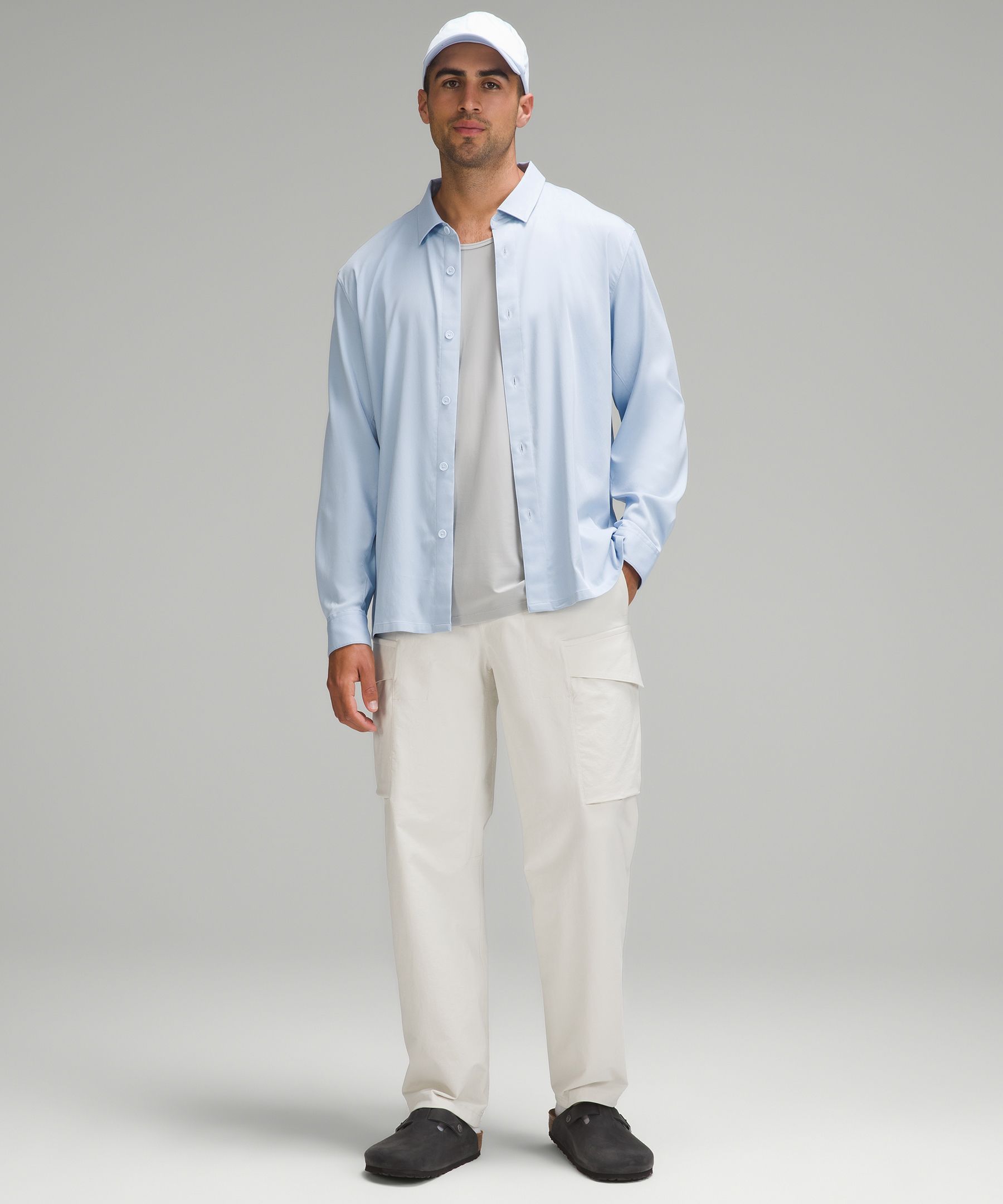 Shop Lululemon Relaxed-fit Long-sleeve Button-up