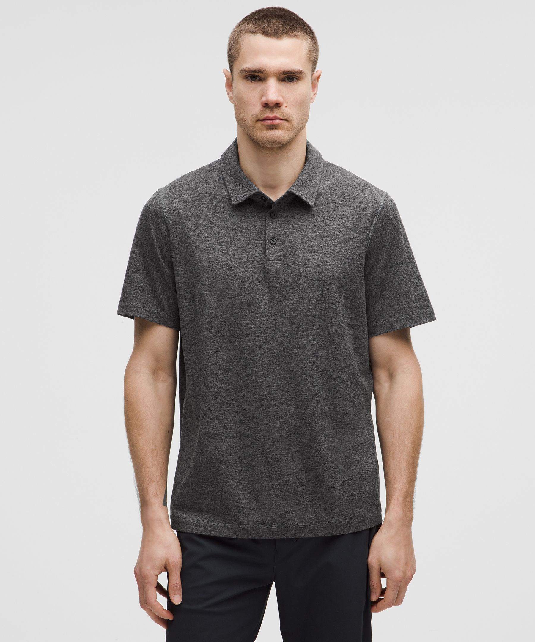 Soft Jersey Short-Sleeve Polo Shirt - Grey