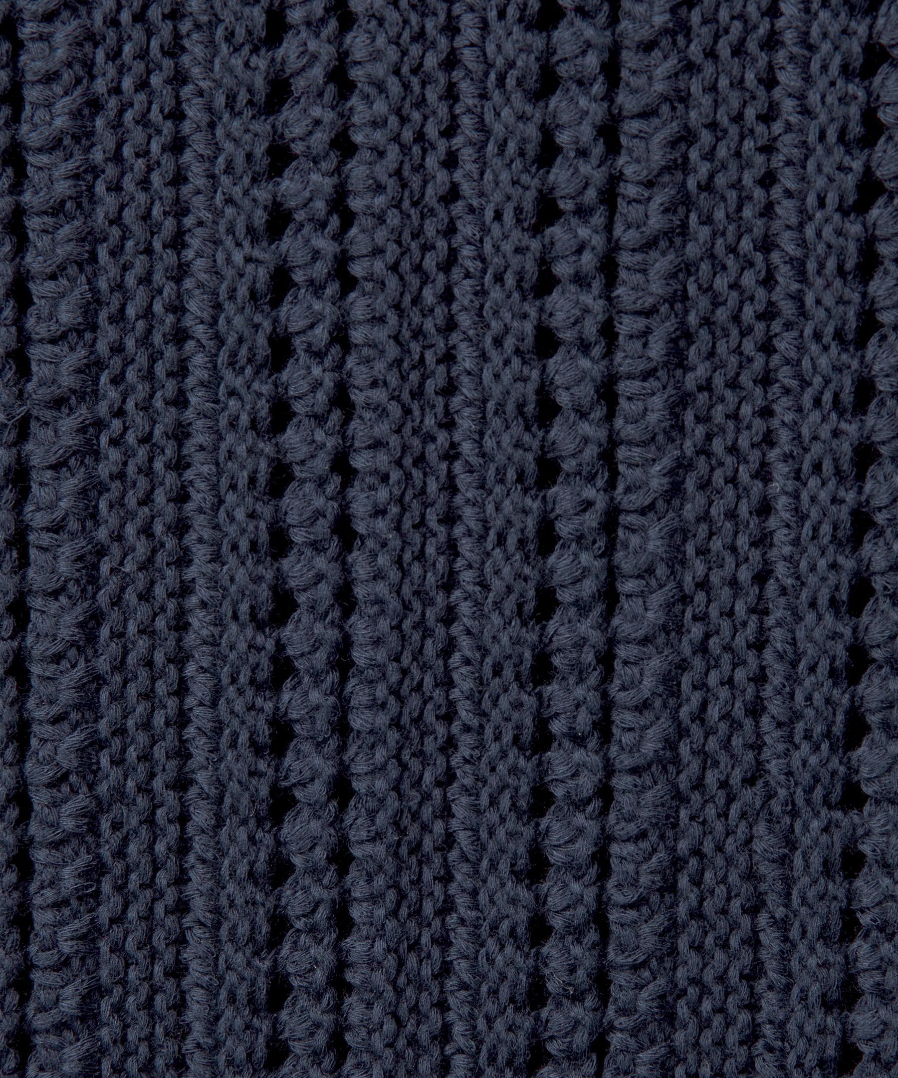 Cotton-Blend Open-Knit Button Up