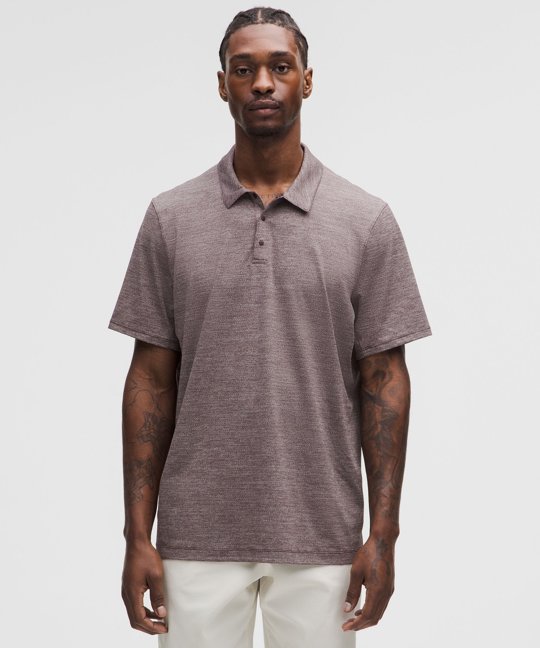 Logo Sport Polo Short Sleeve Updated Fit - Heathered Goodnight Plum