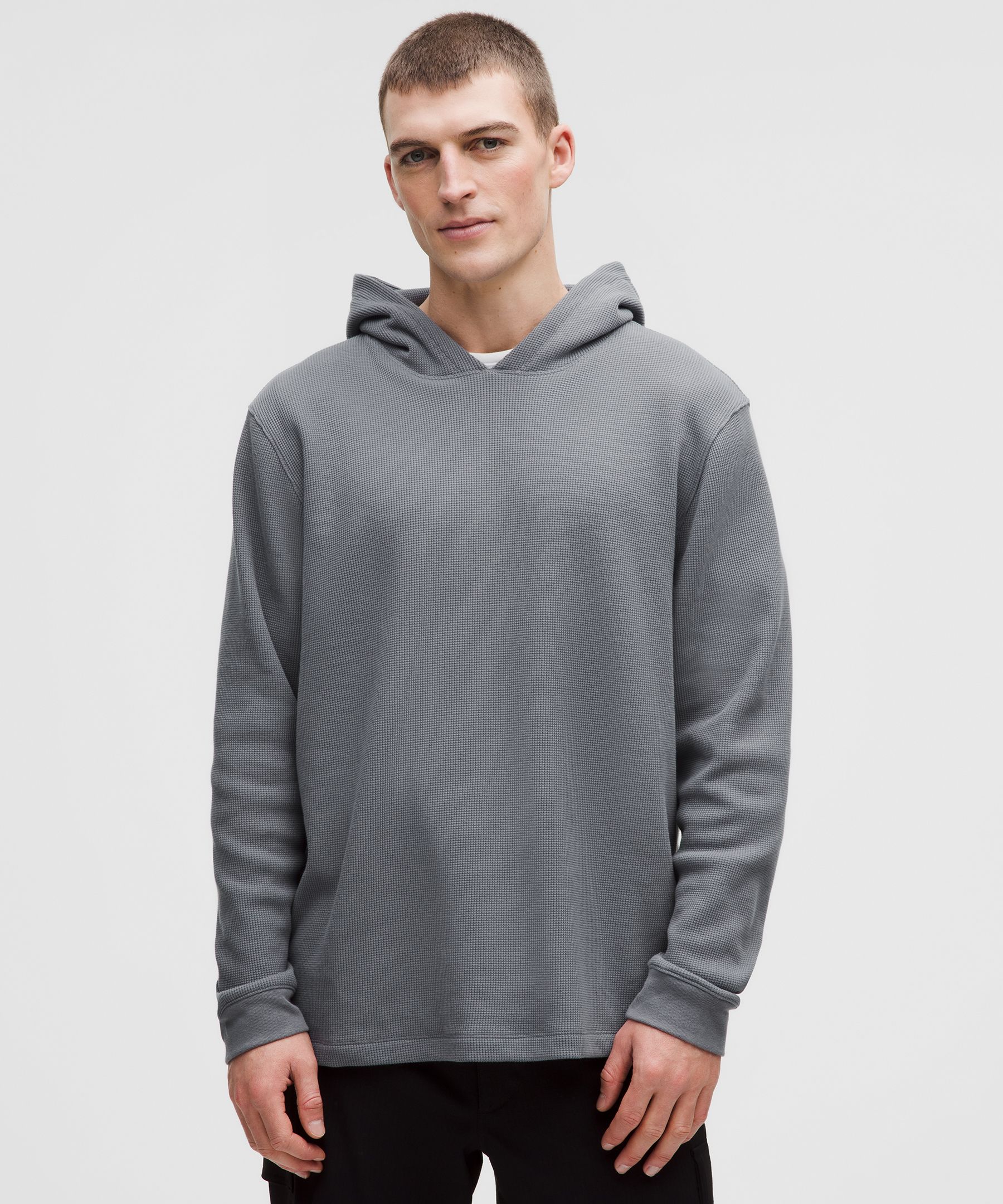 Cotton-Blend Waffle Knit Hoodie