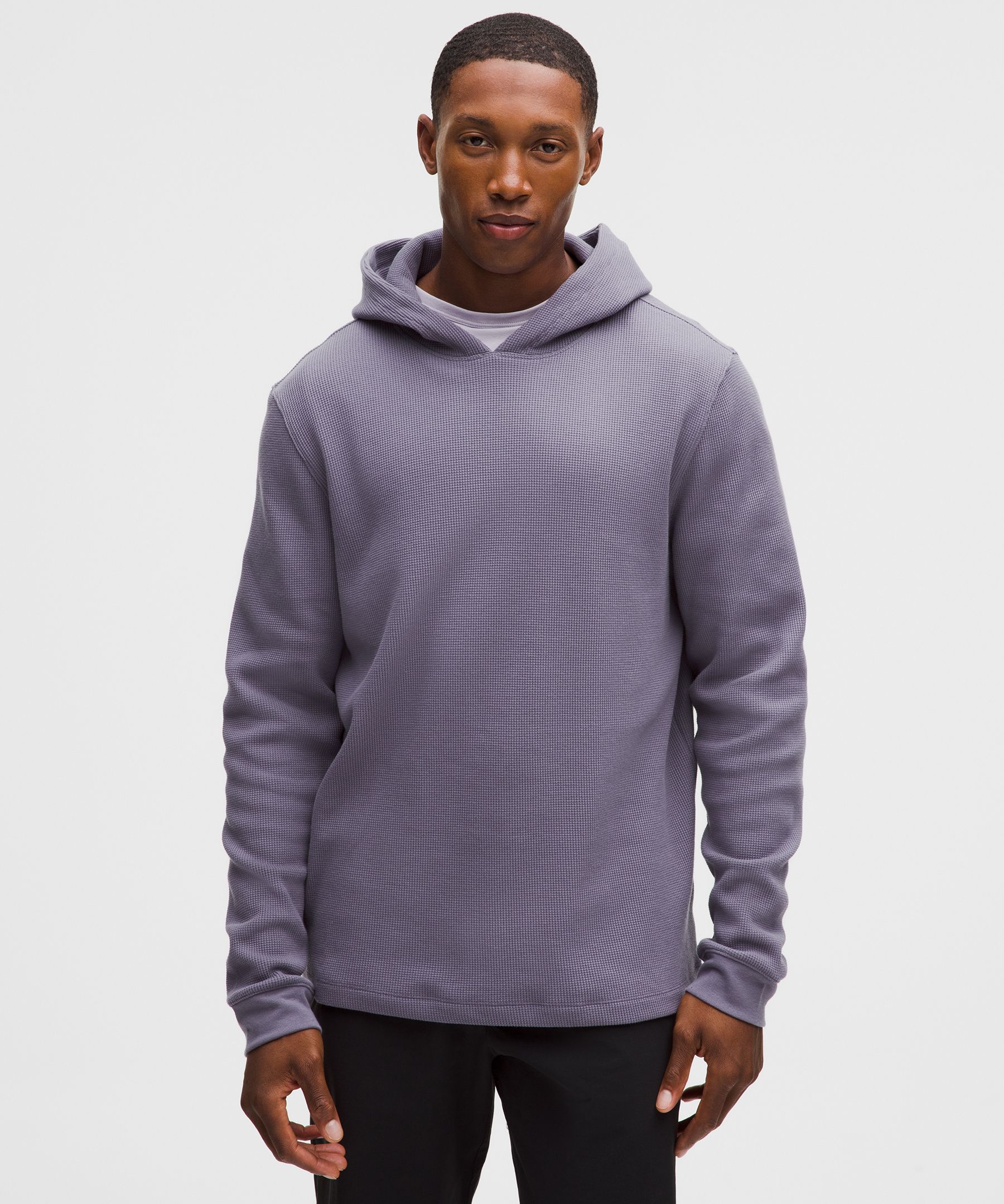 Cotton-Blend Waffle Knit Hoodie