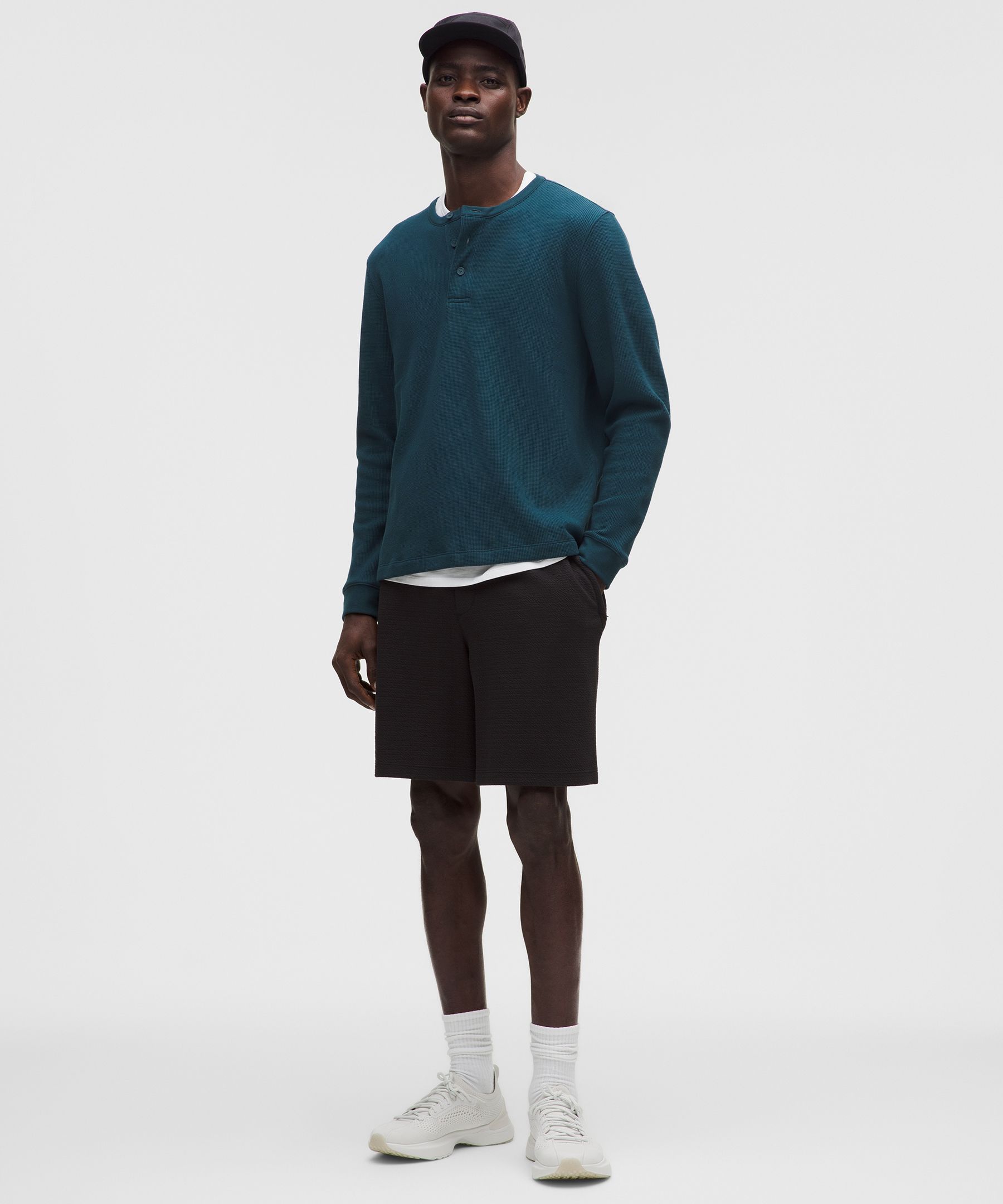 Lululemon Cotton-blend Waffle Knit Long-sleeve Henley