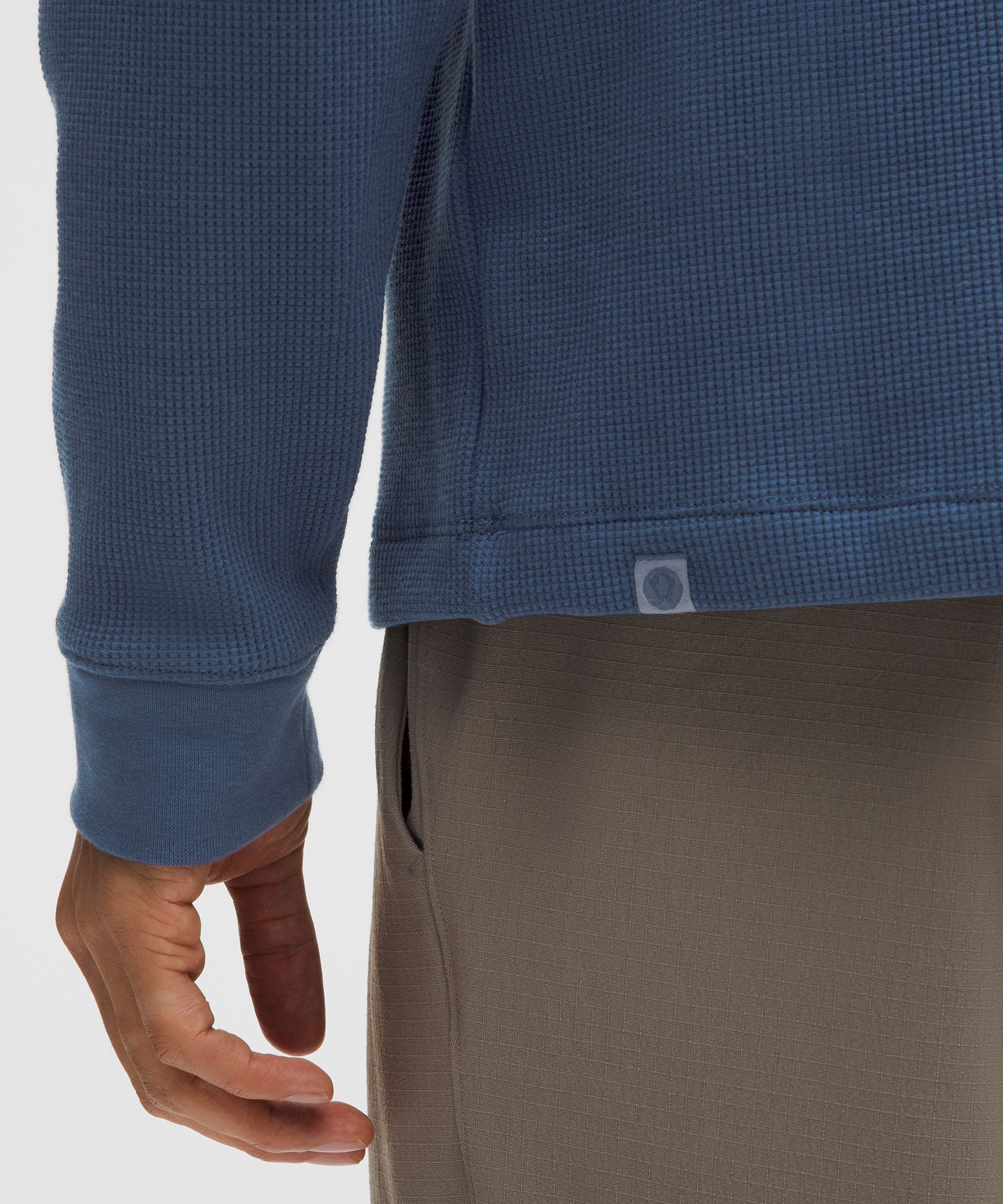Lululemon Cotton-blend Waffle Knit Long-sleeve Henley In Blue