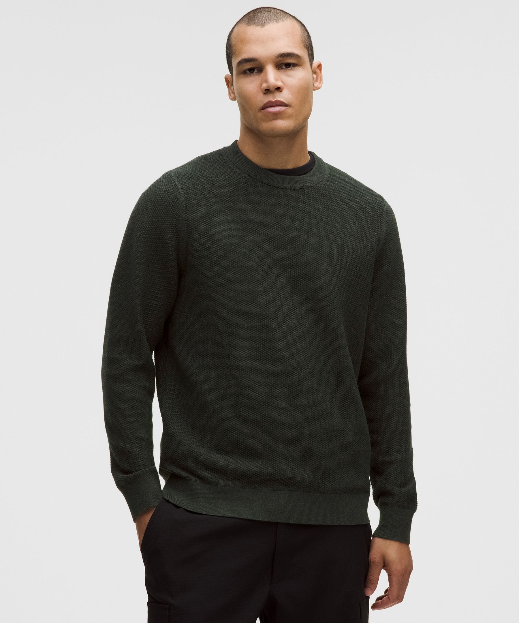 Textured Knit Crewneck Sweater