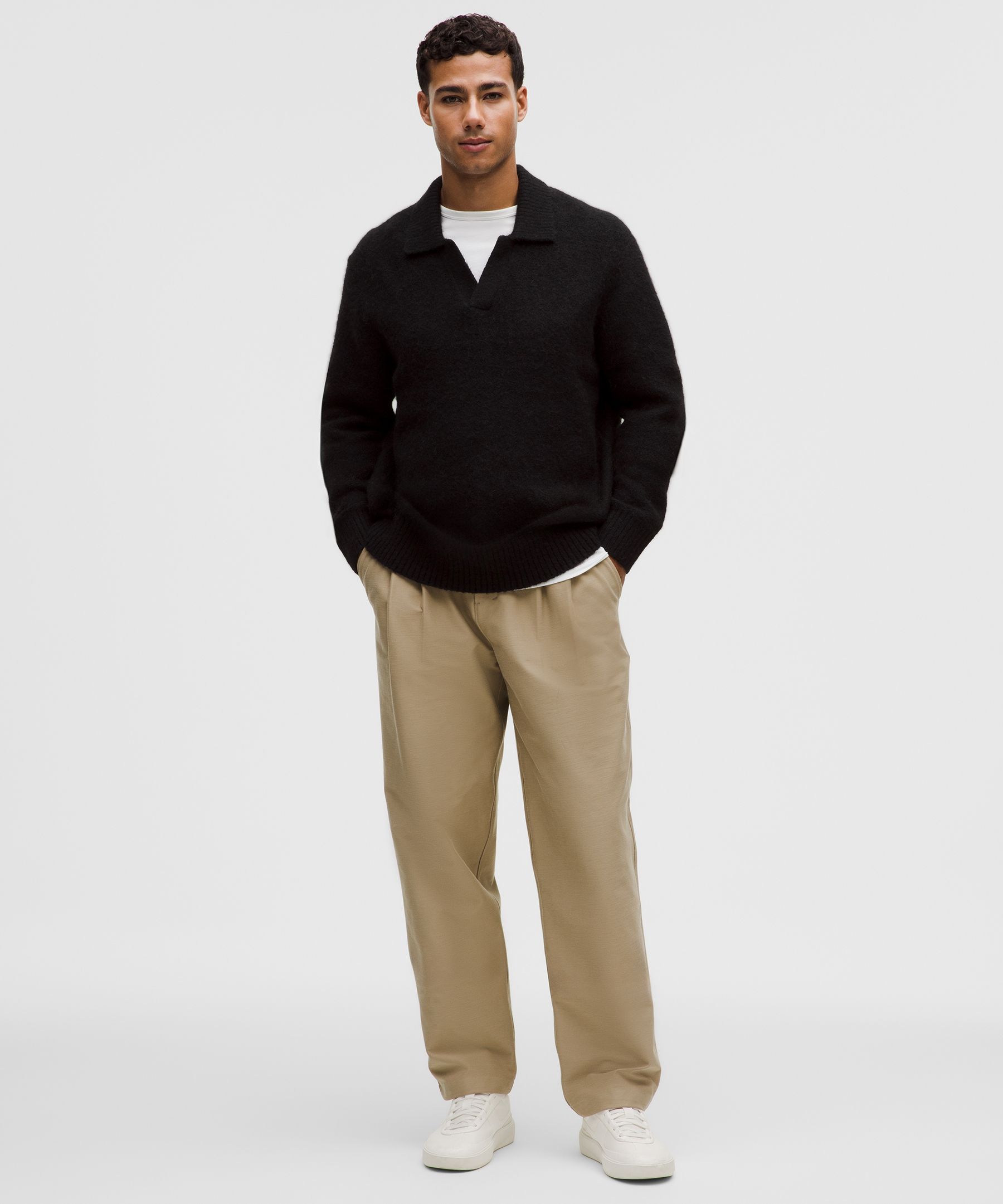 Wool-Blend Ribbed Polo Shirt