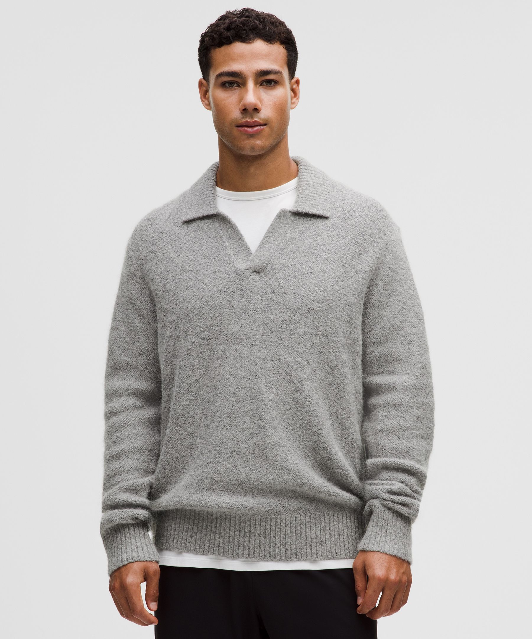 Wool-Blend Ribbed Polo Shirt