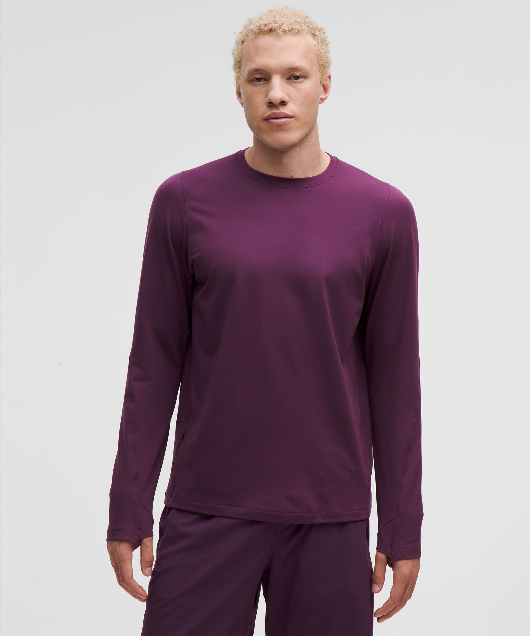 Rulu Fleece Crewneck Long-Sleeve Shirt - Burgundy
