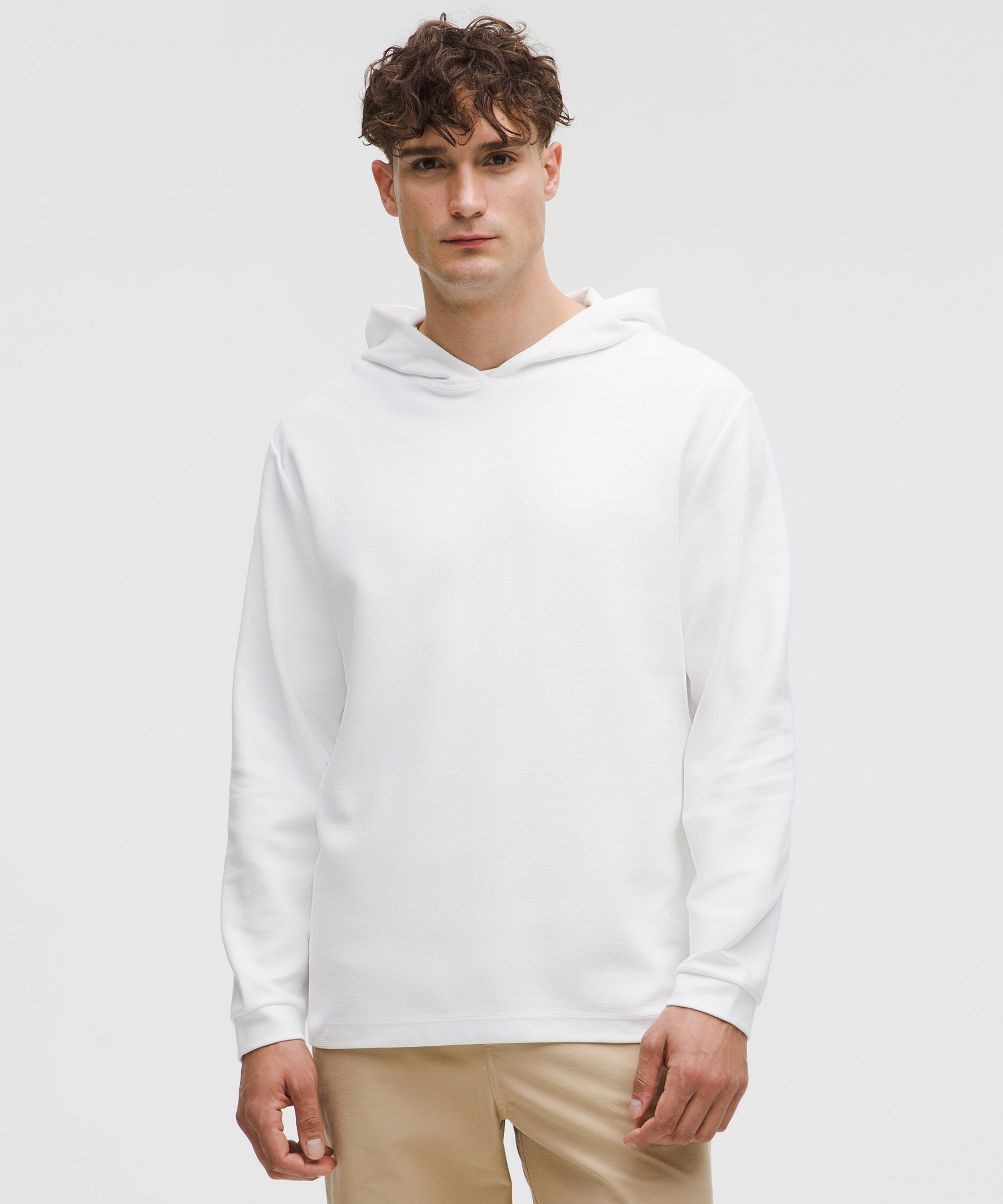 Heavyweight Cotton Textured Hoodie - White,Neutral