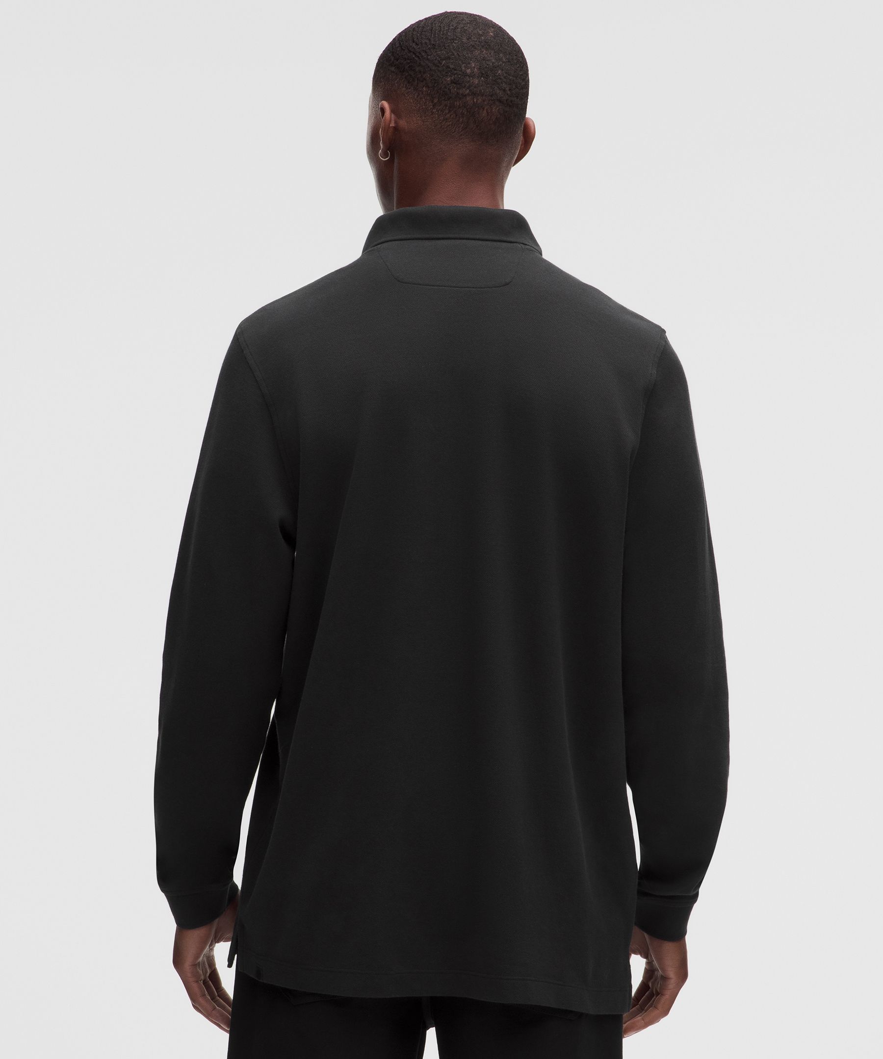 Cotton Pique Long-Sleeve Polo Shirt