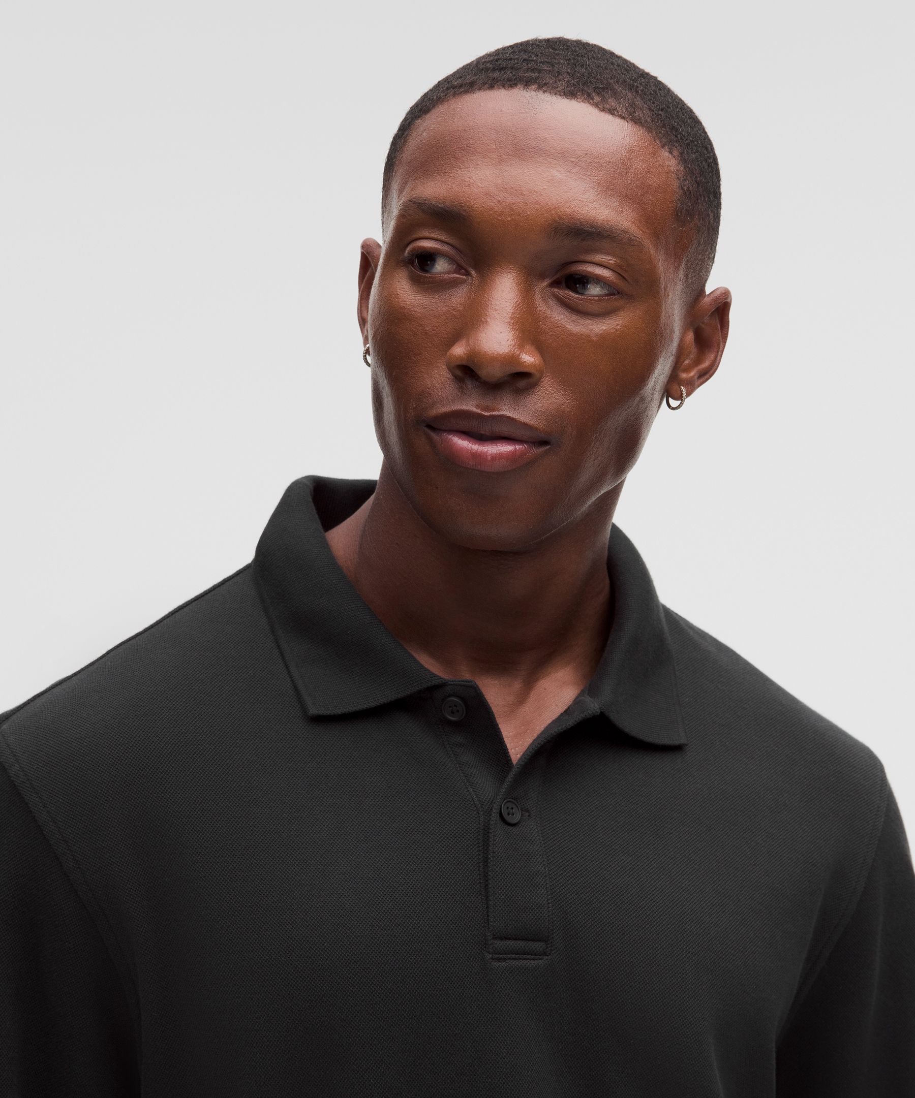 Cotton Pique Long-Sleeve Polo Shirt