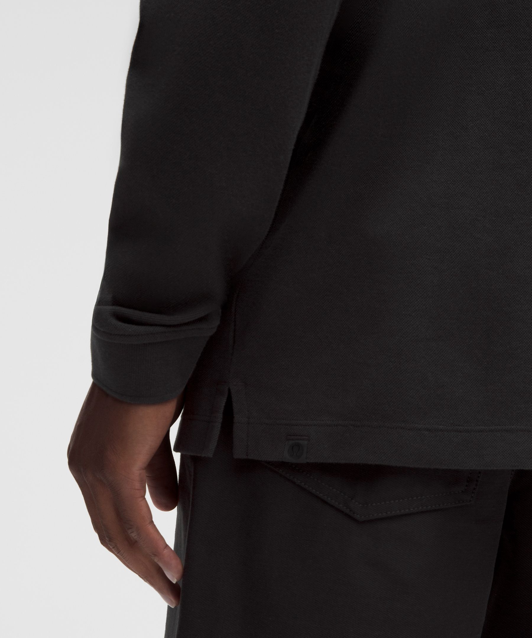 Cotton Pique Long-Sleeve Polo Shirt