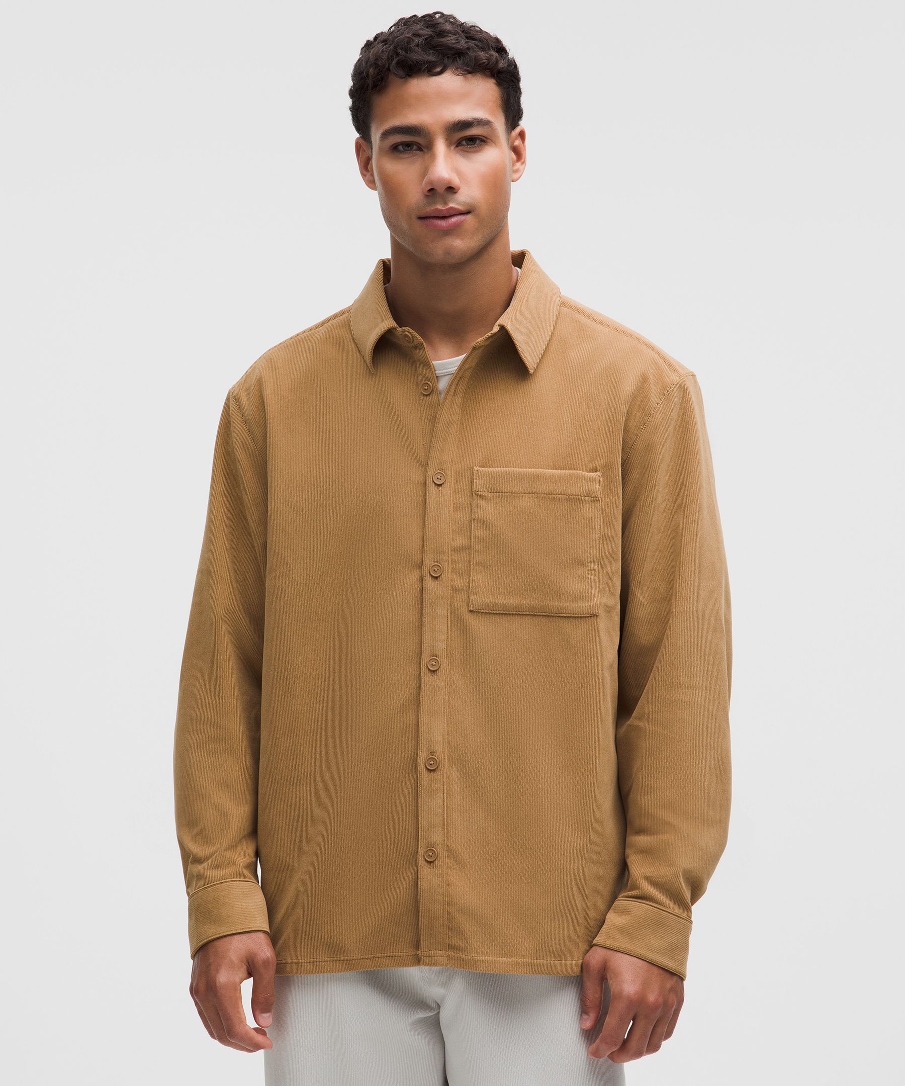 Corduroy Relaxed-Fit Long-Sleeve Button-Up Shirt